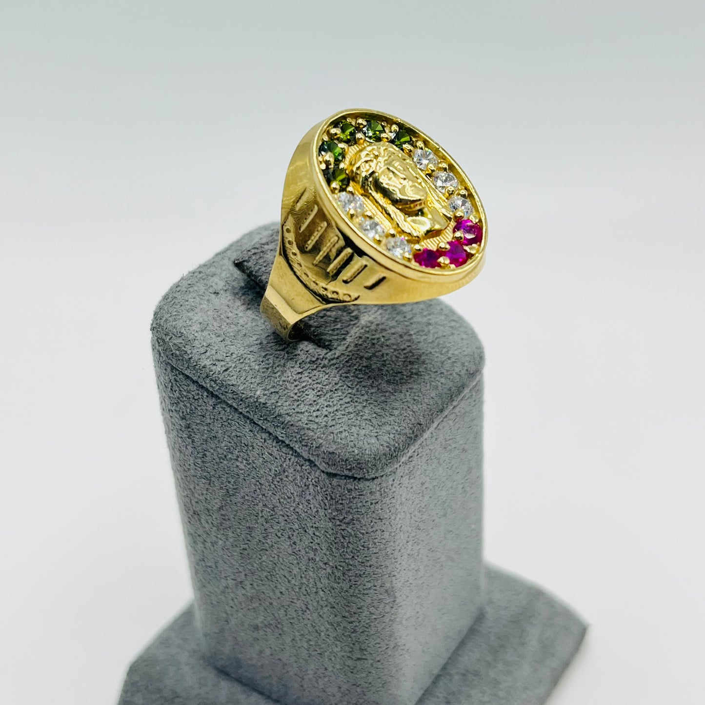 10k Gold Christ in Color Ring