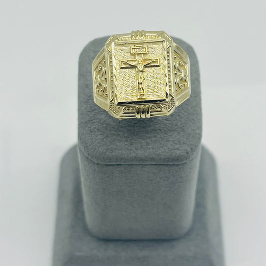 10k Gold Crucifix Temple Ring