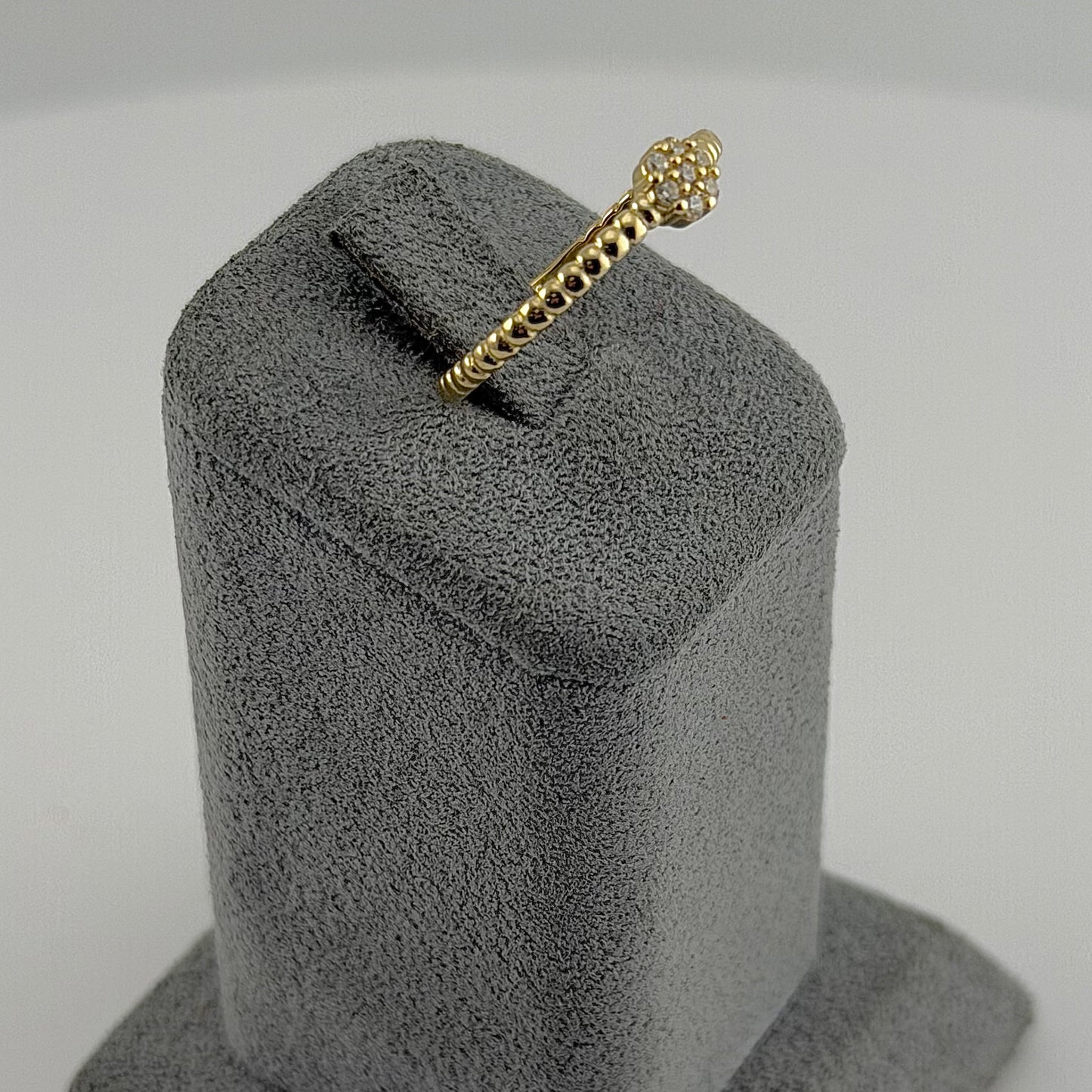 10k Gold Cz Flower Beaded Band Ring