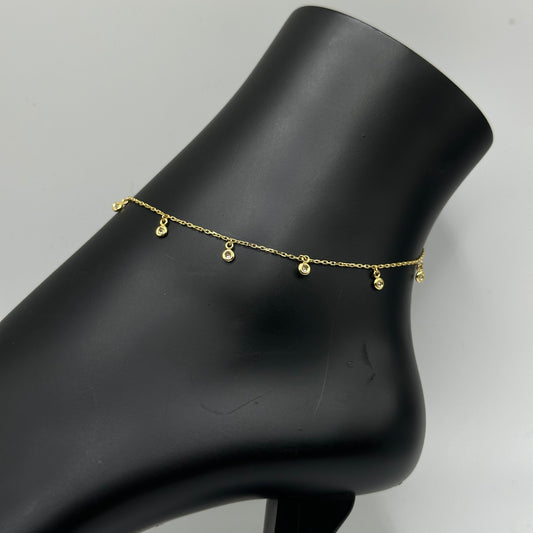10k Gold Bezel Cz Anklet