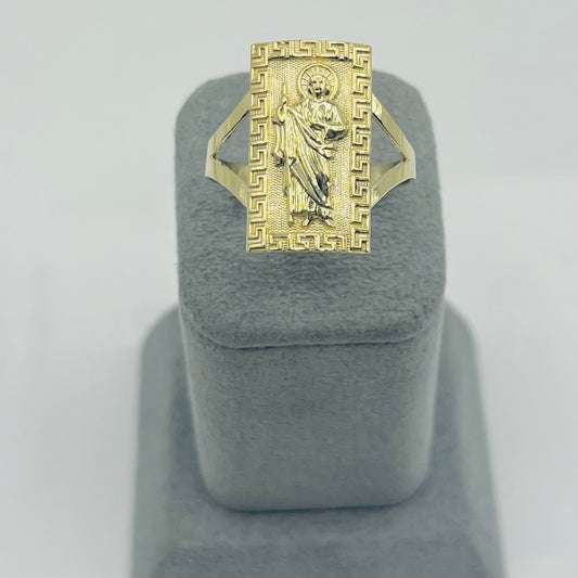 10k Gold San Judas Greek Border Ring