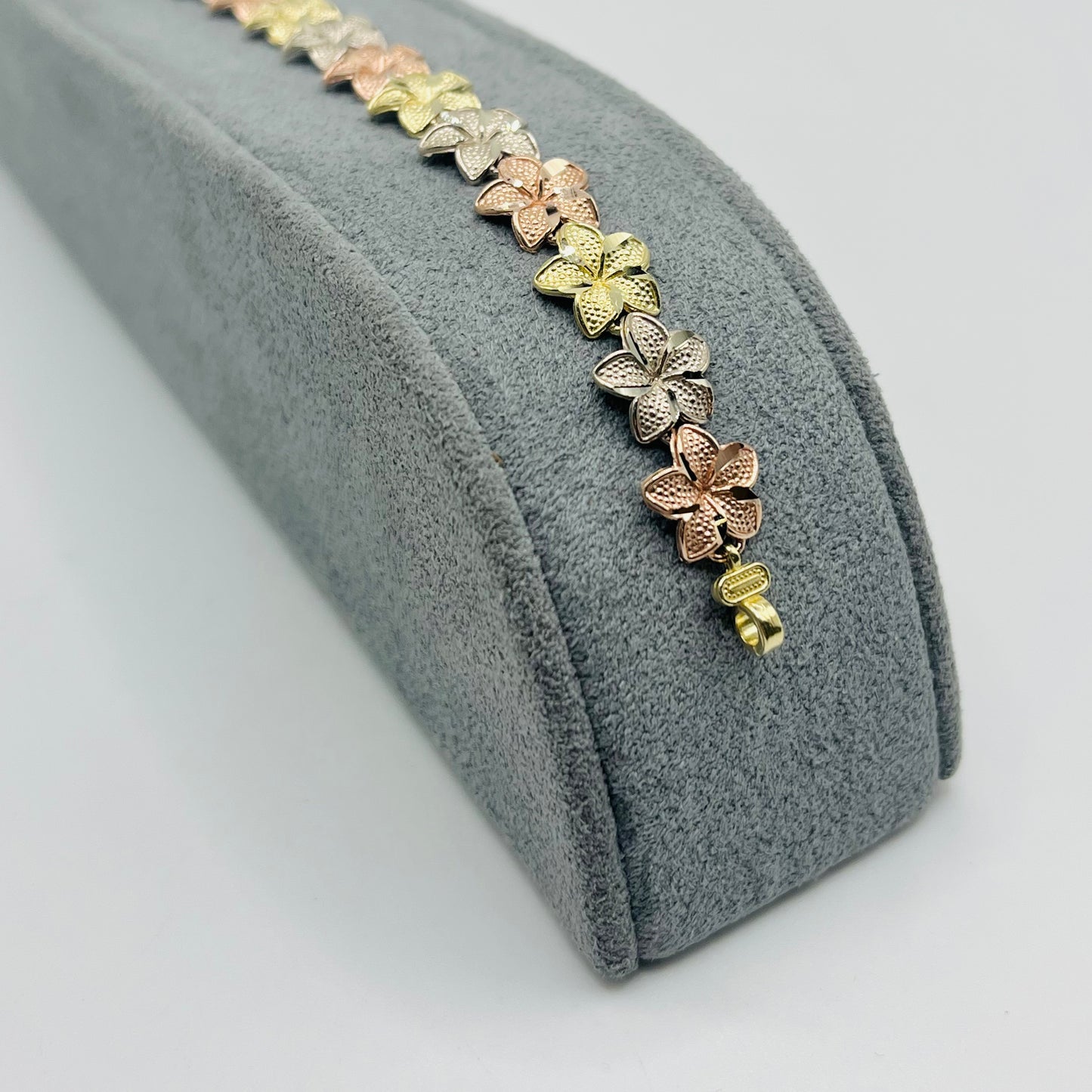 10k Gold Tri- Color Hibiscus Bracelet