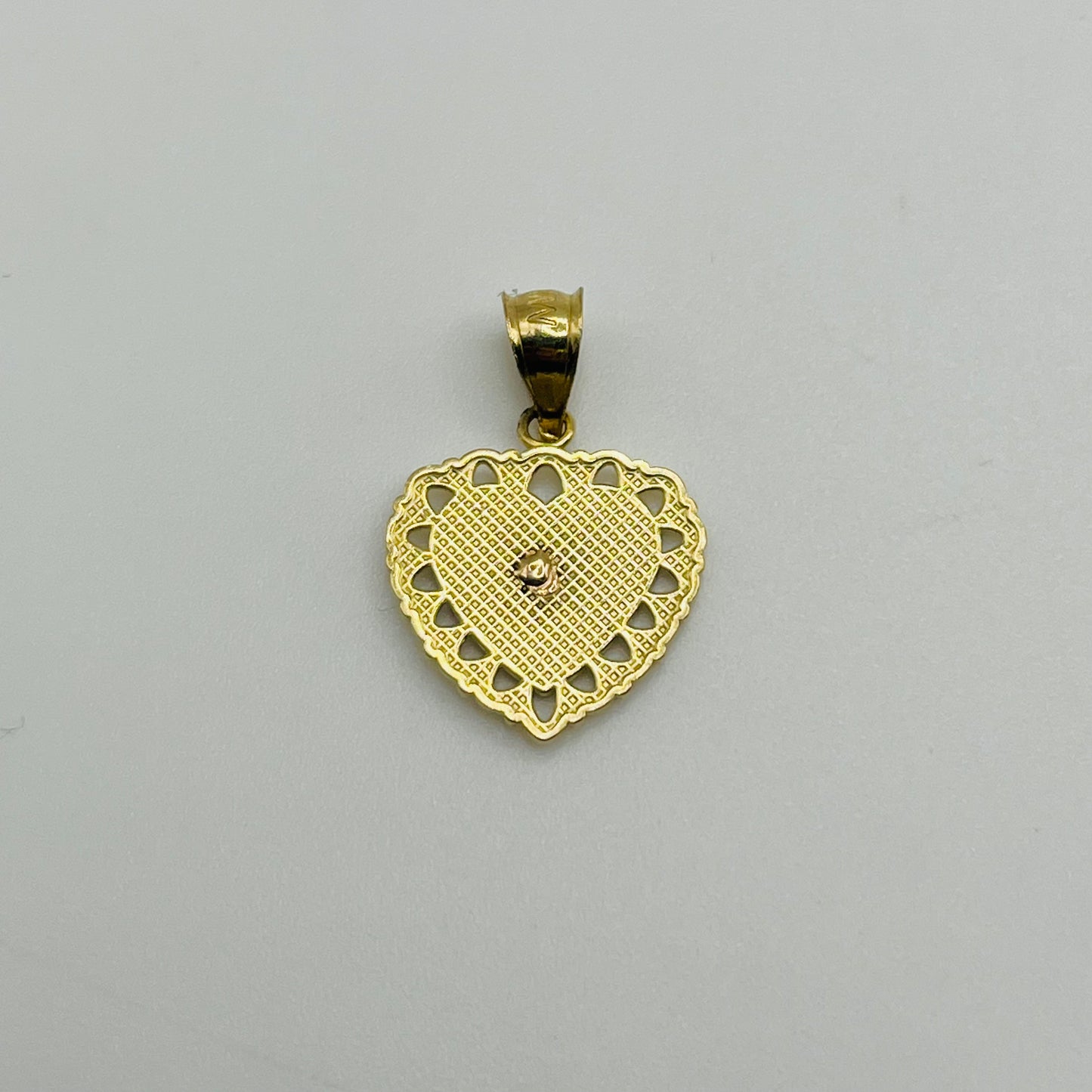 14K Gold Tricolor Virgin Mary Heart Charm