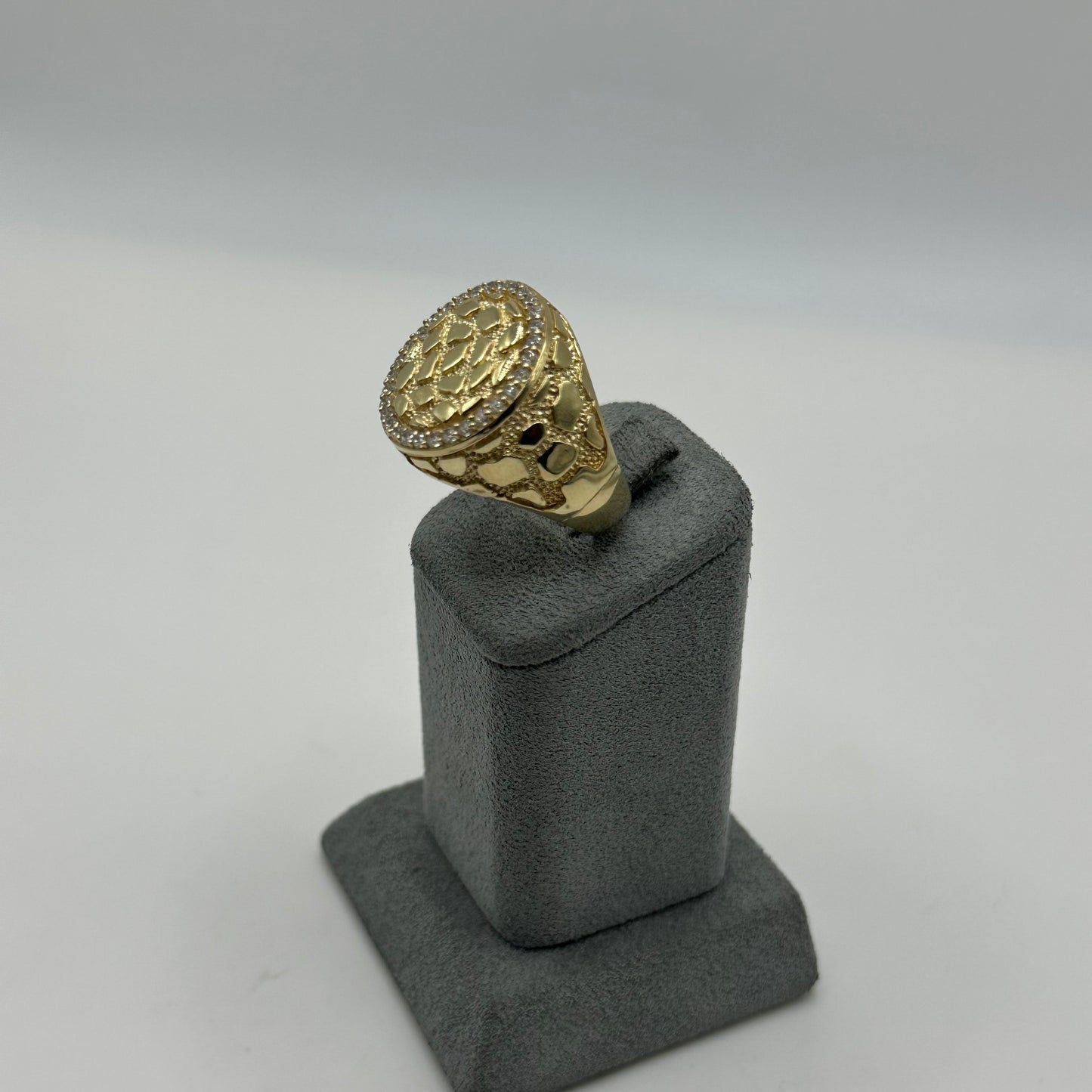 10k Gold Round Cz Nugget Ring (L)