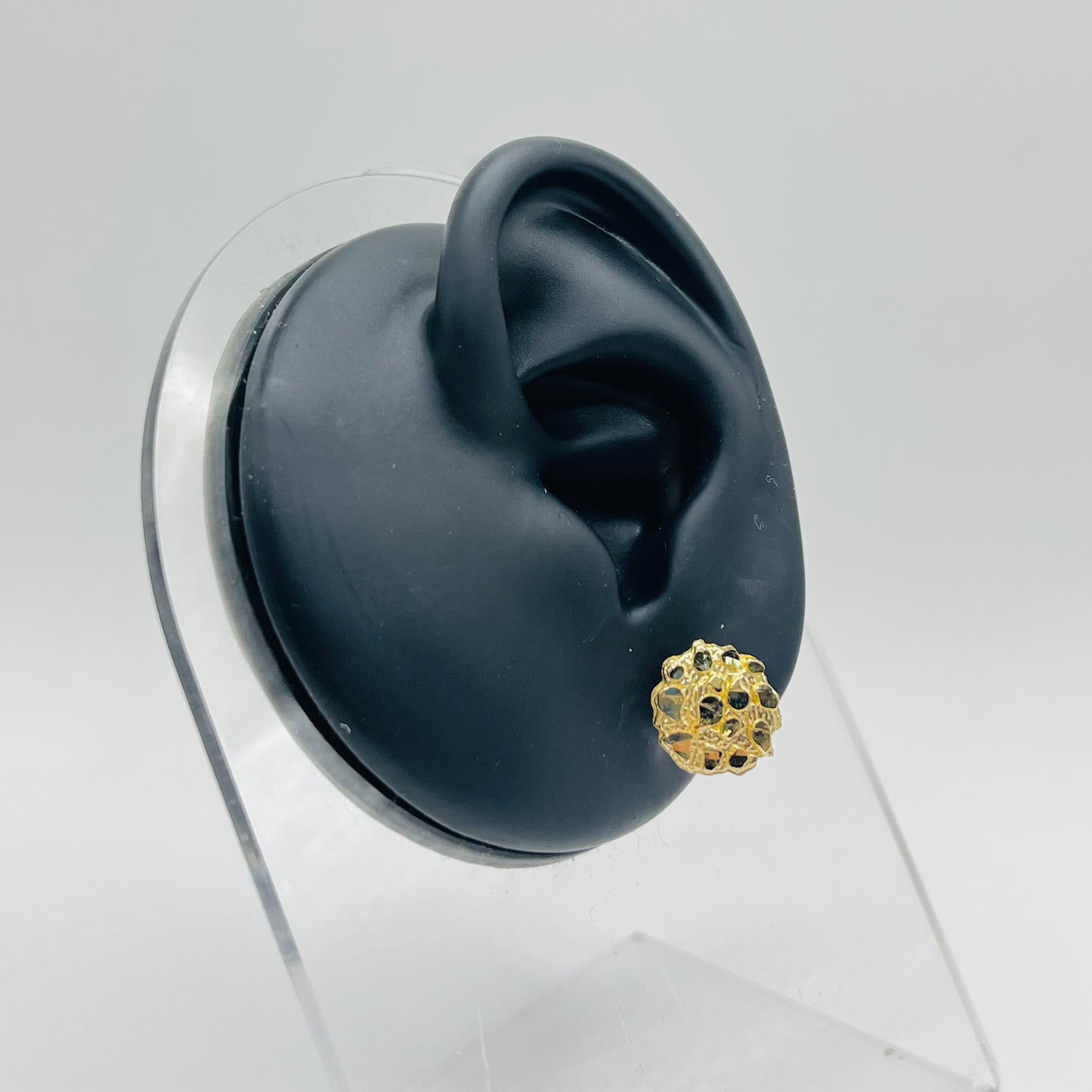 14K Gold Round Nugget Earrings (med)