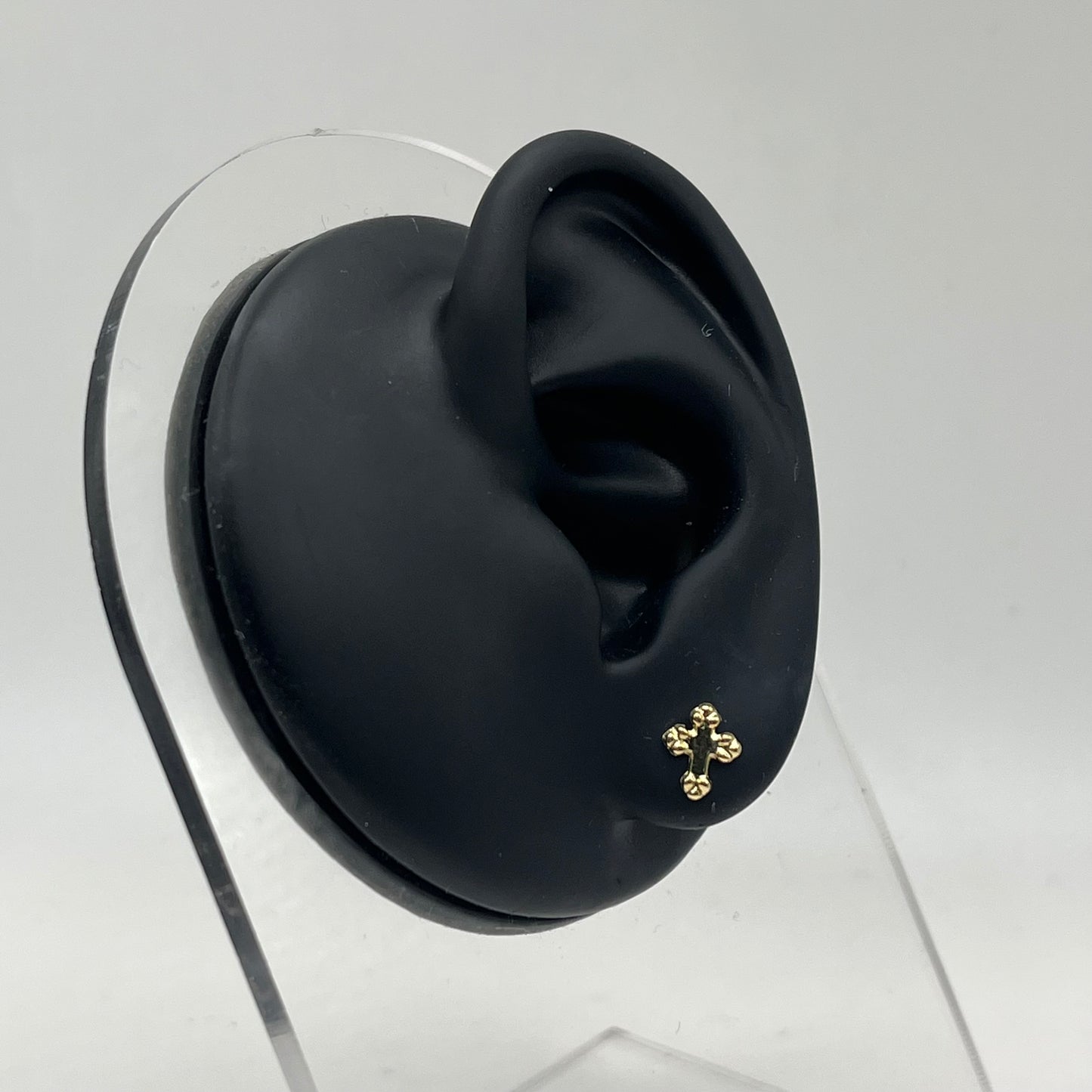 14k Gold Roman Cross Baby Earrings