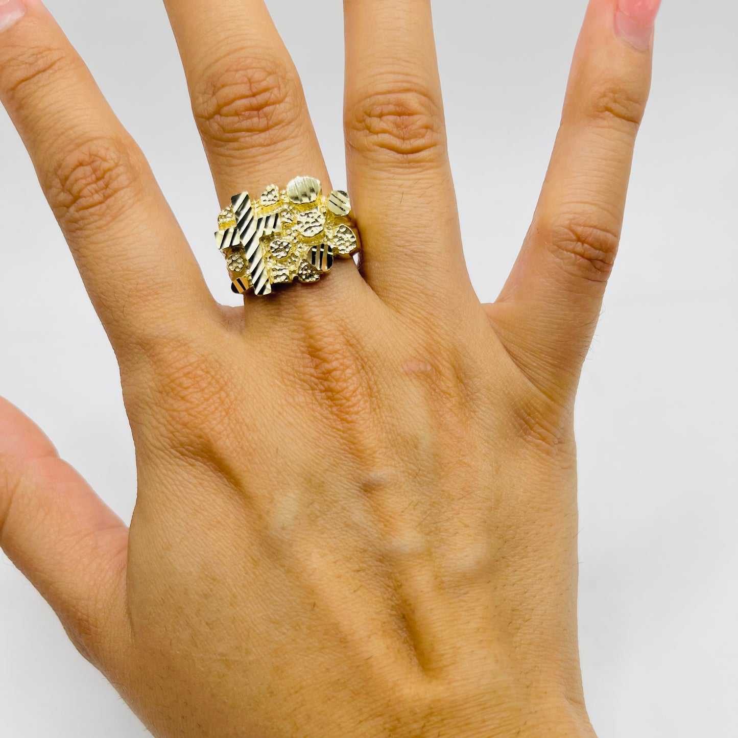 10k Gold Nugget Ring With Cross (Large)