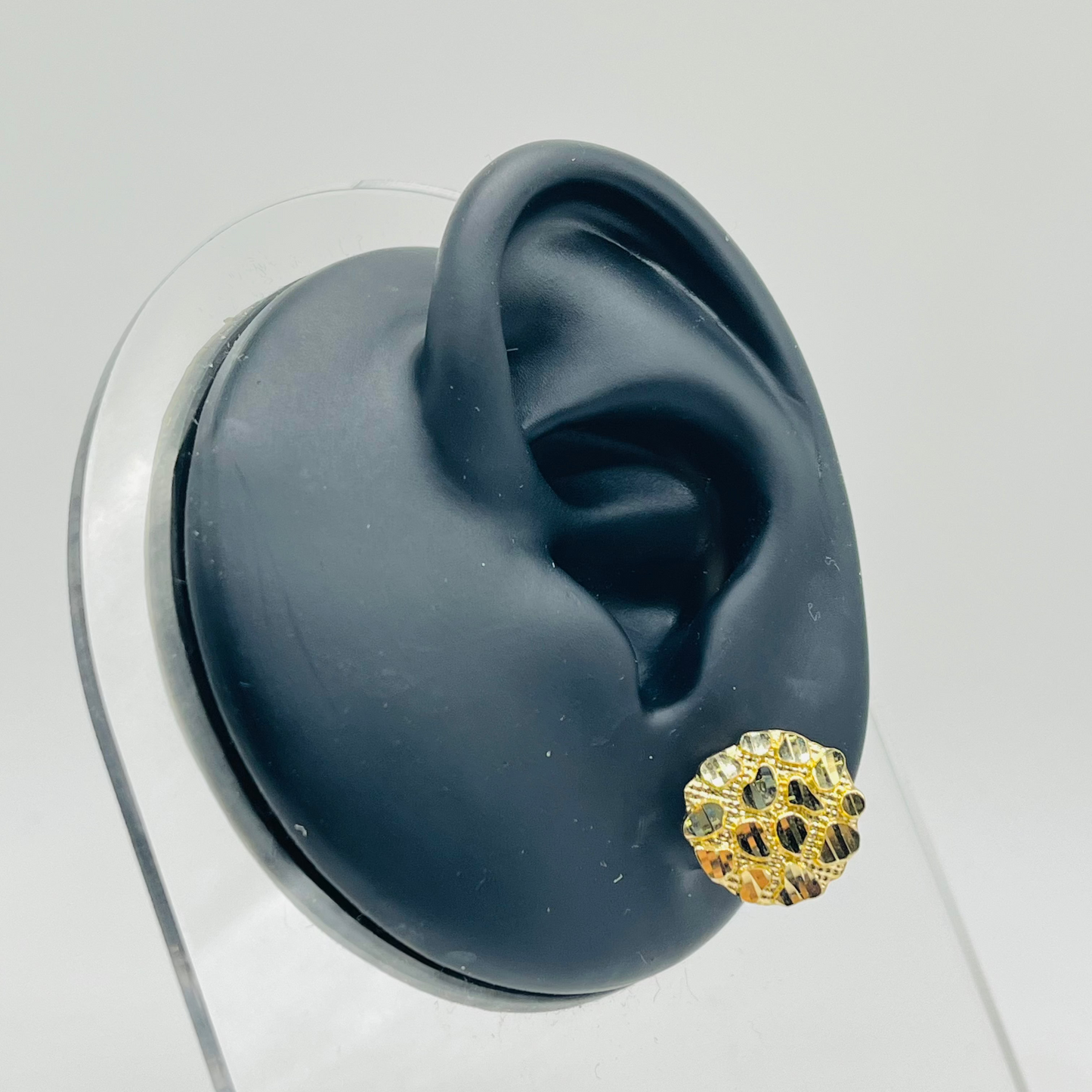 14K Gold Round Nugget Earring (Lrg)