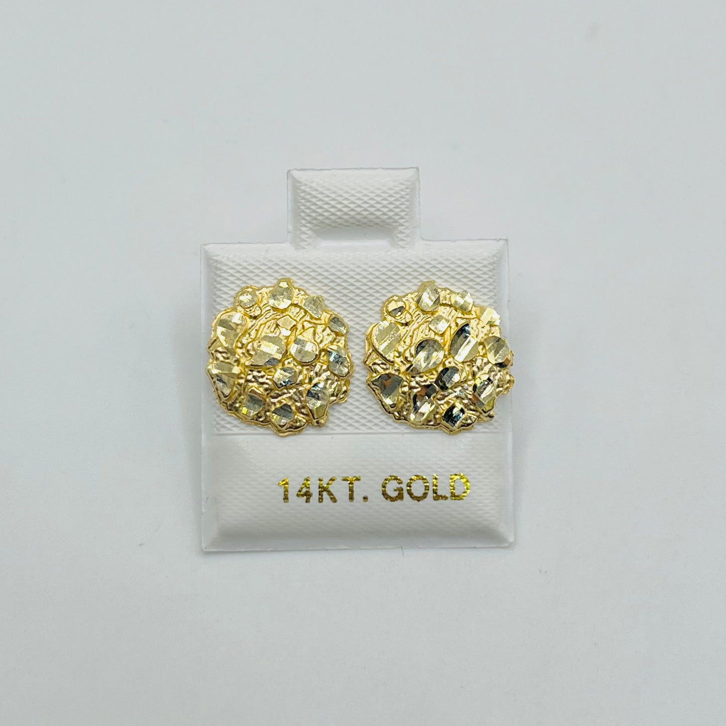 14K Gold Round Nugget Earrings (med)