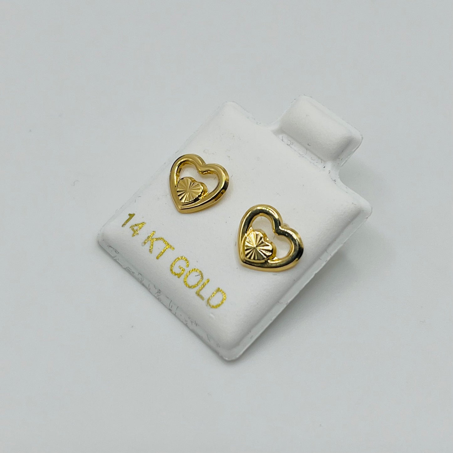 14k Gold Two Tone Heart Screwback Earrings