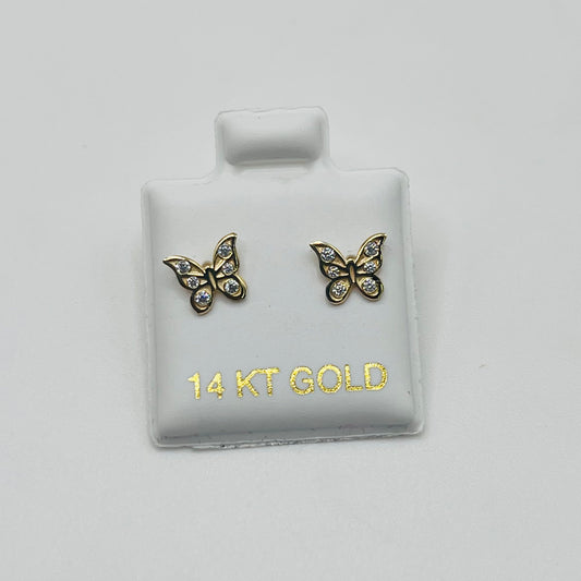 14k Gold Mariposa CZ Baby earrings