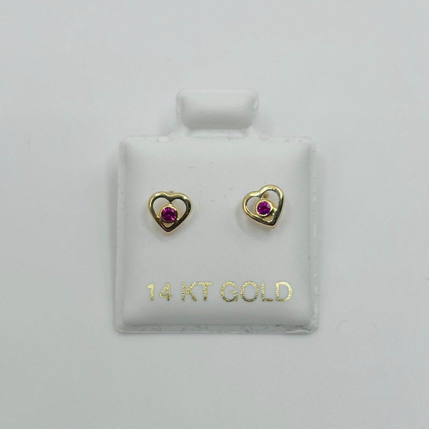14k Gold Heart Bezel Screwback Earrings