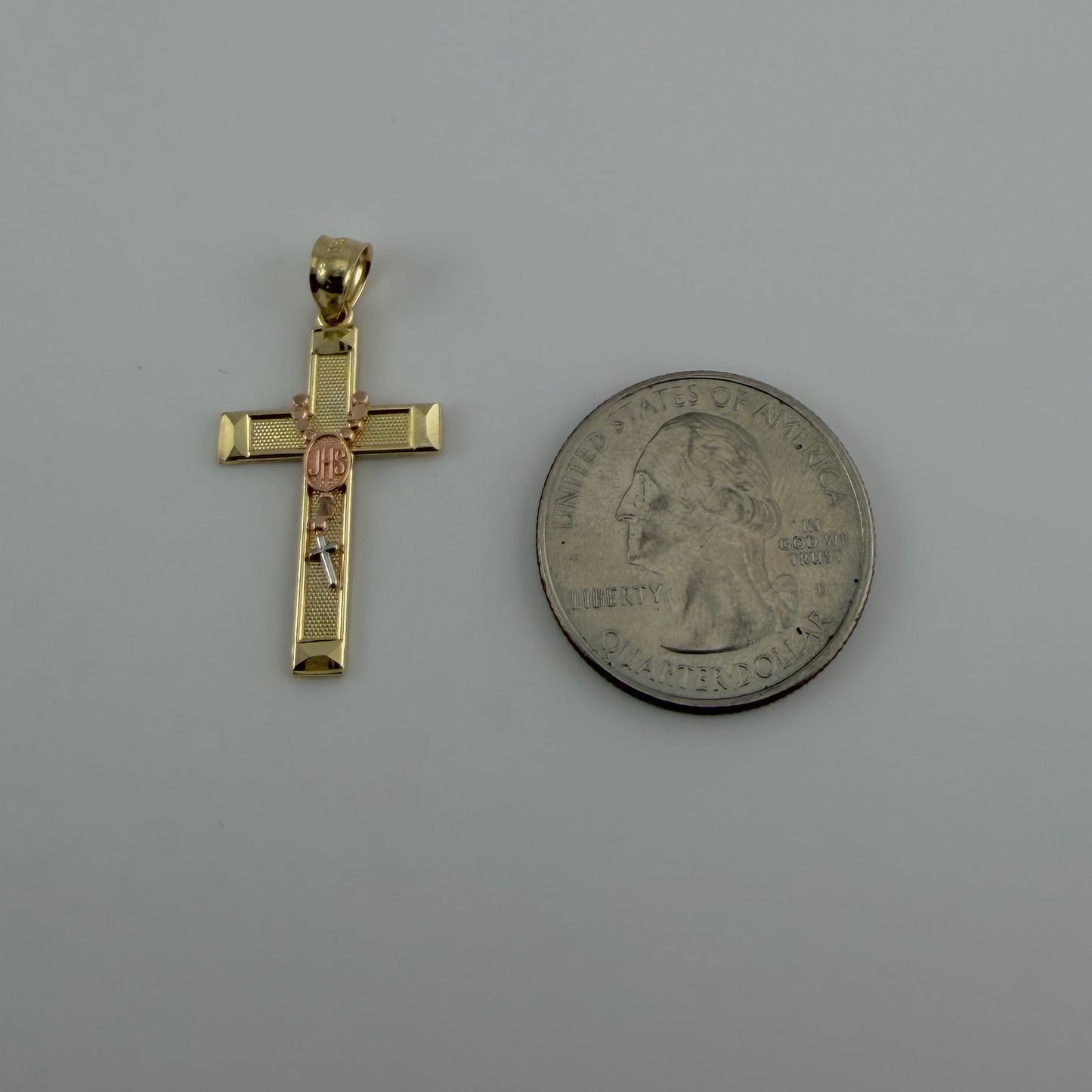 14k Rosary Tr- Color Cross Charm