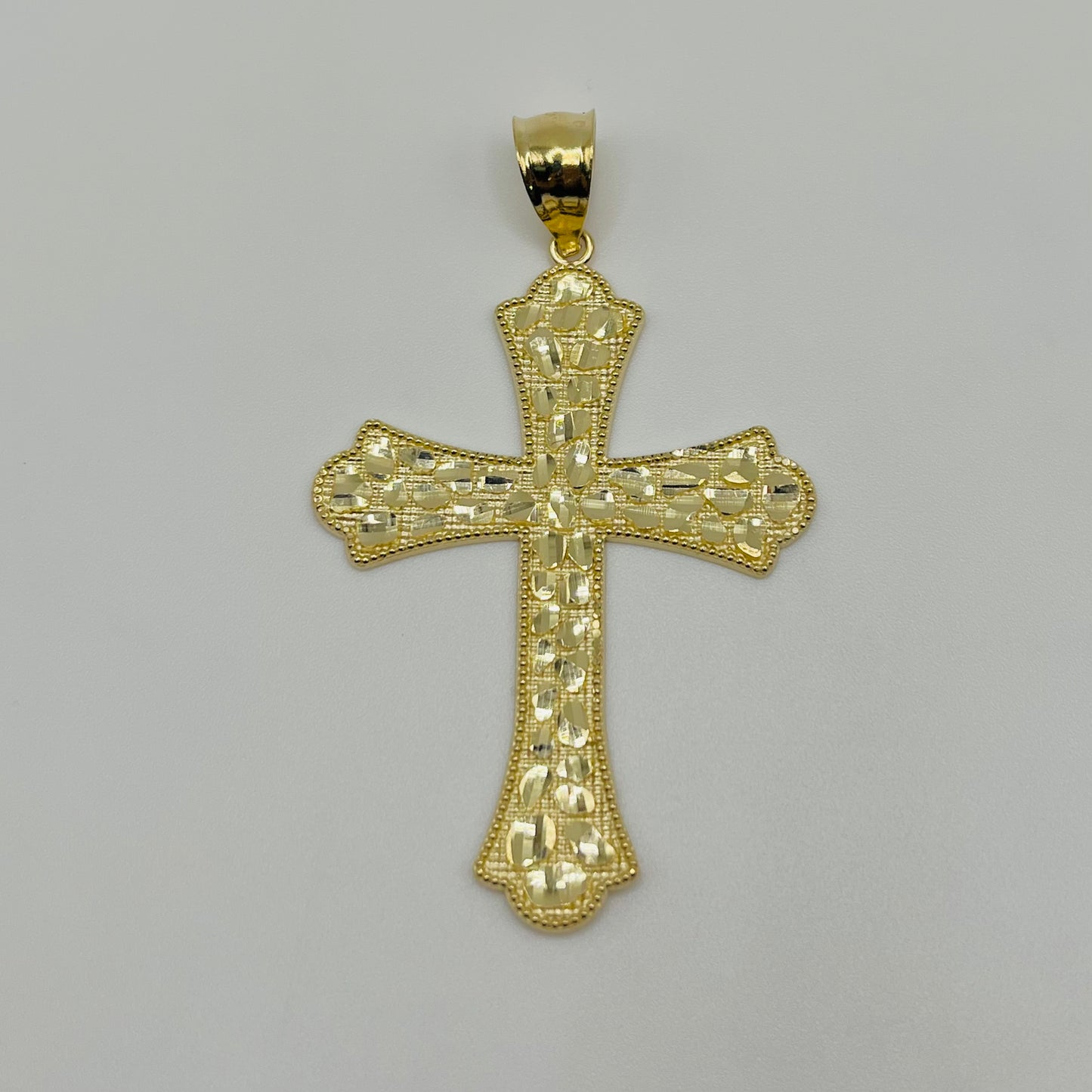 10k Gold Sol Nugget Cross Pendant (L)