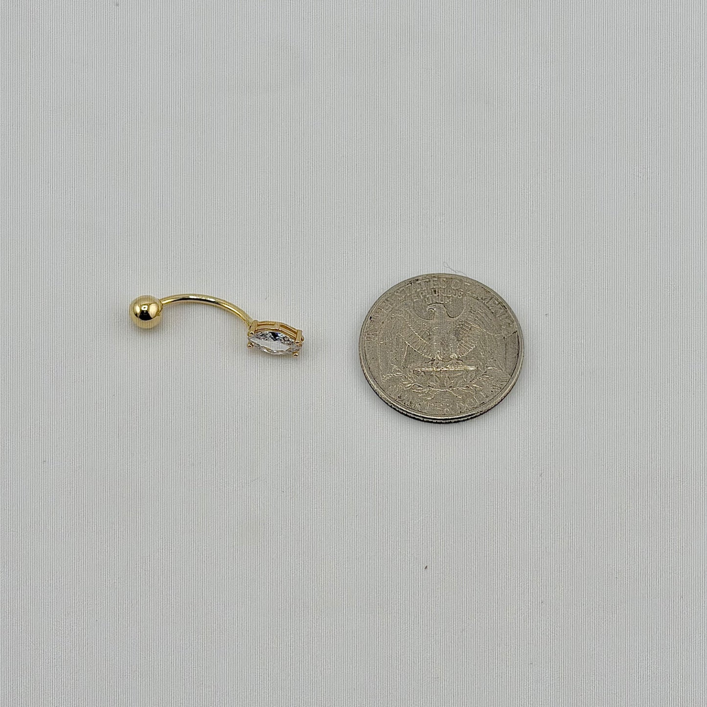 14k Gold Cz Marquise Belly Ring