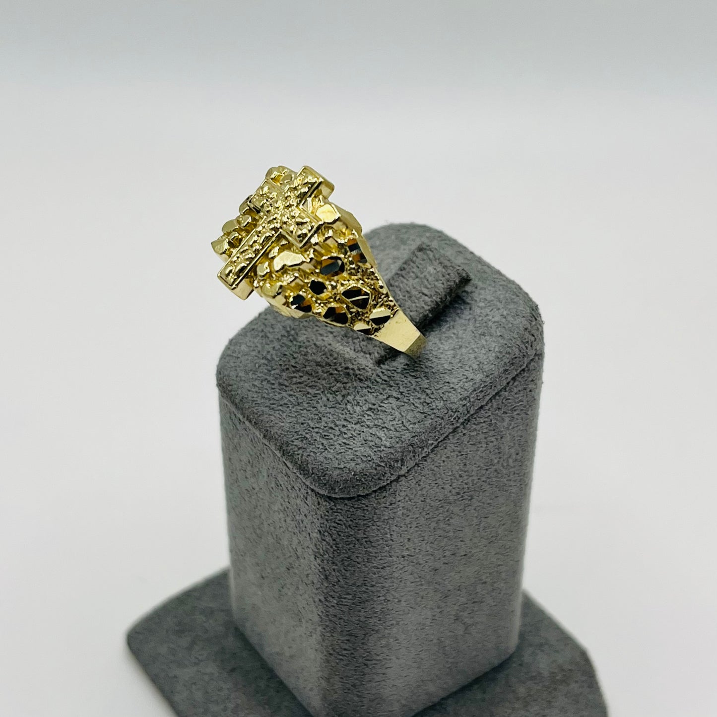 10K Gold Nugget Cross Nugget Ring