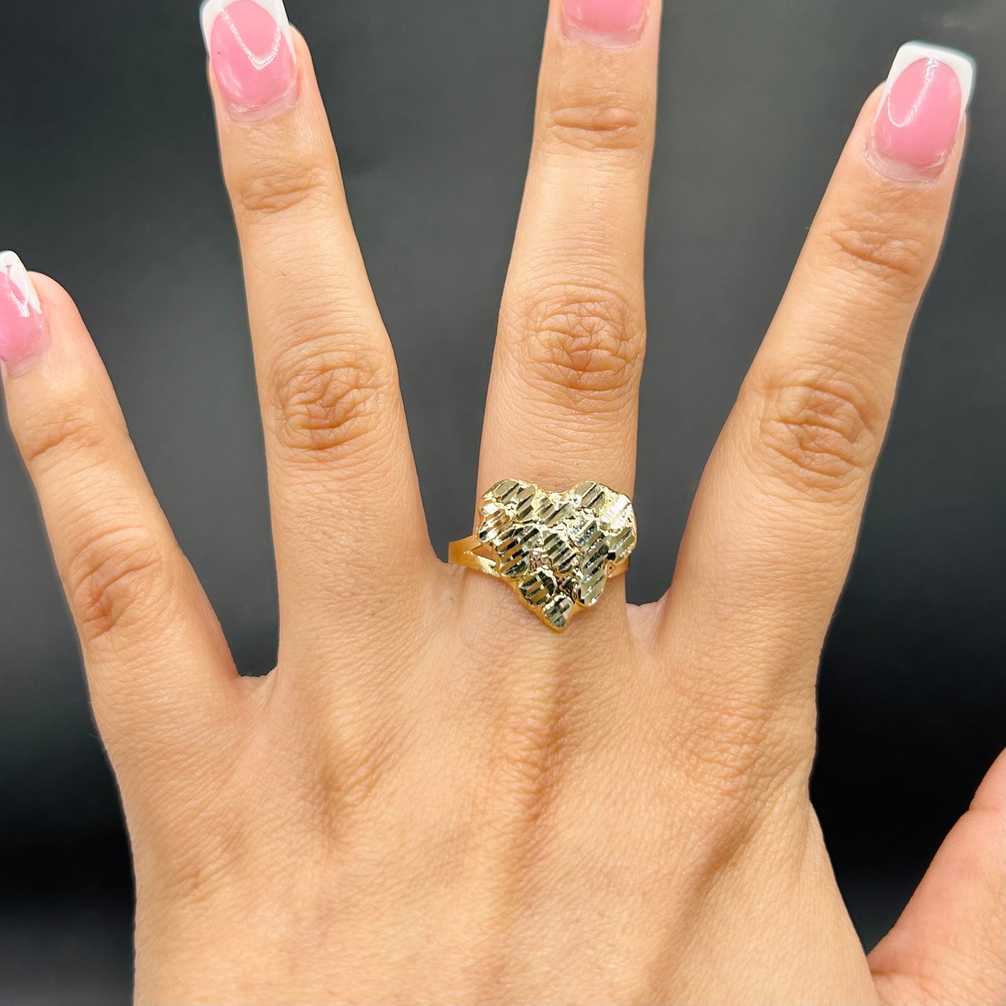 10K Gold Heart Nugget Ring (16mm)