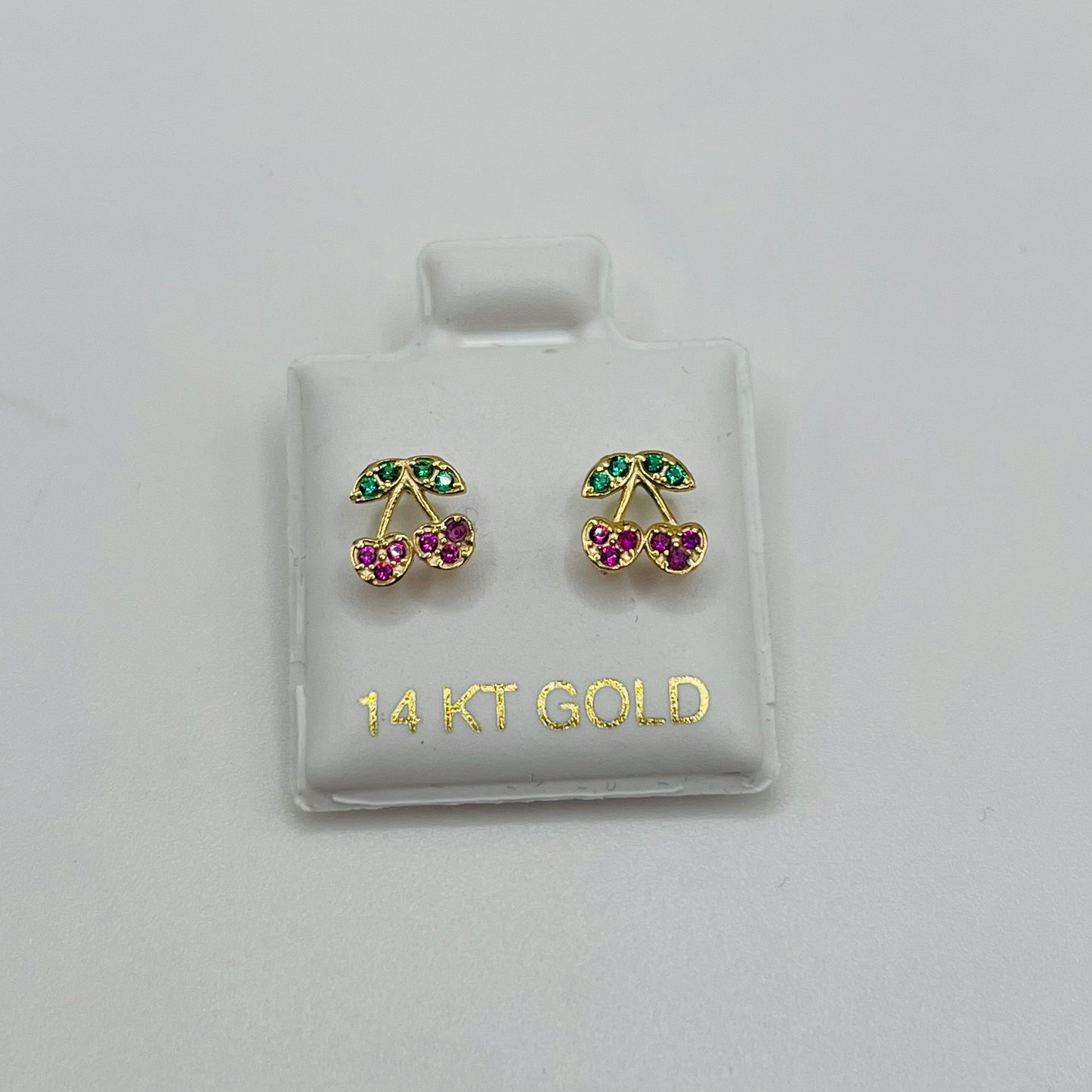 14k Gold Cherry Baby Earrings