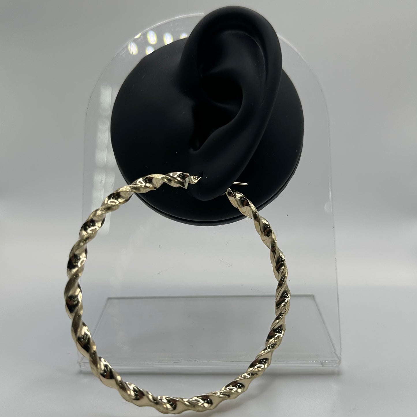 10K Gold 4.3mm Twist Hoop Earrings (2.7" diameter)