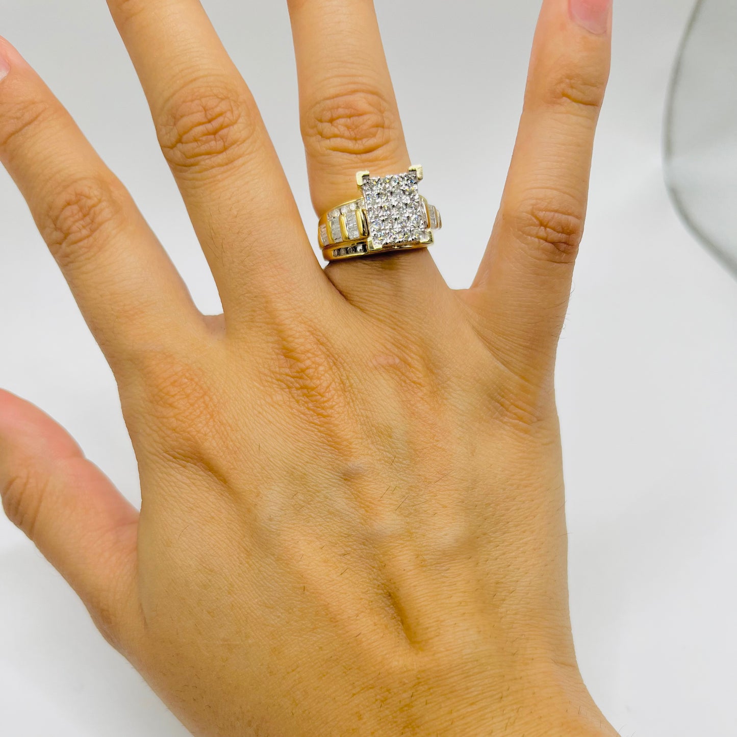 10k Gold Natural Diamond Two Tier Portrait Ring