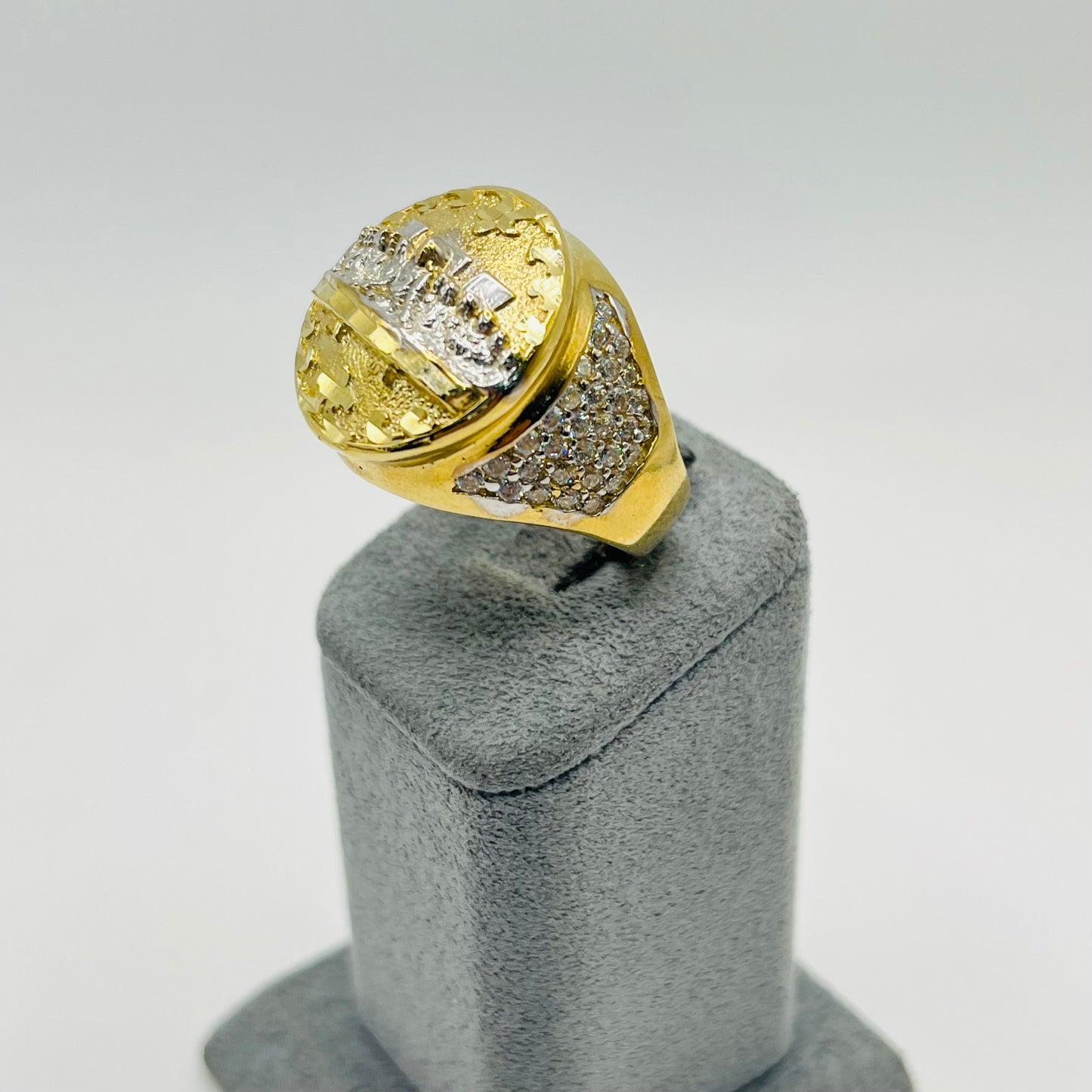 10k Gold Blessed Table Cz Band Ring