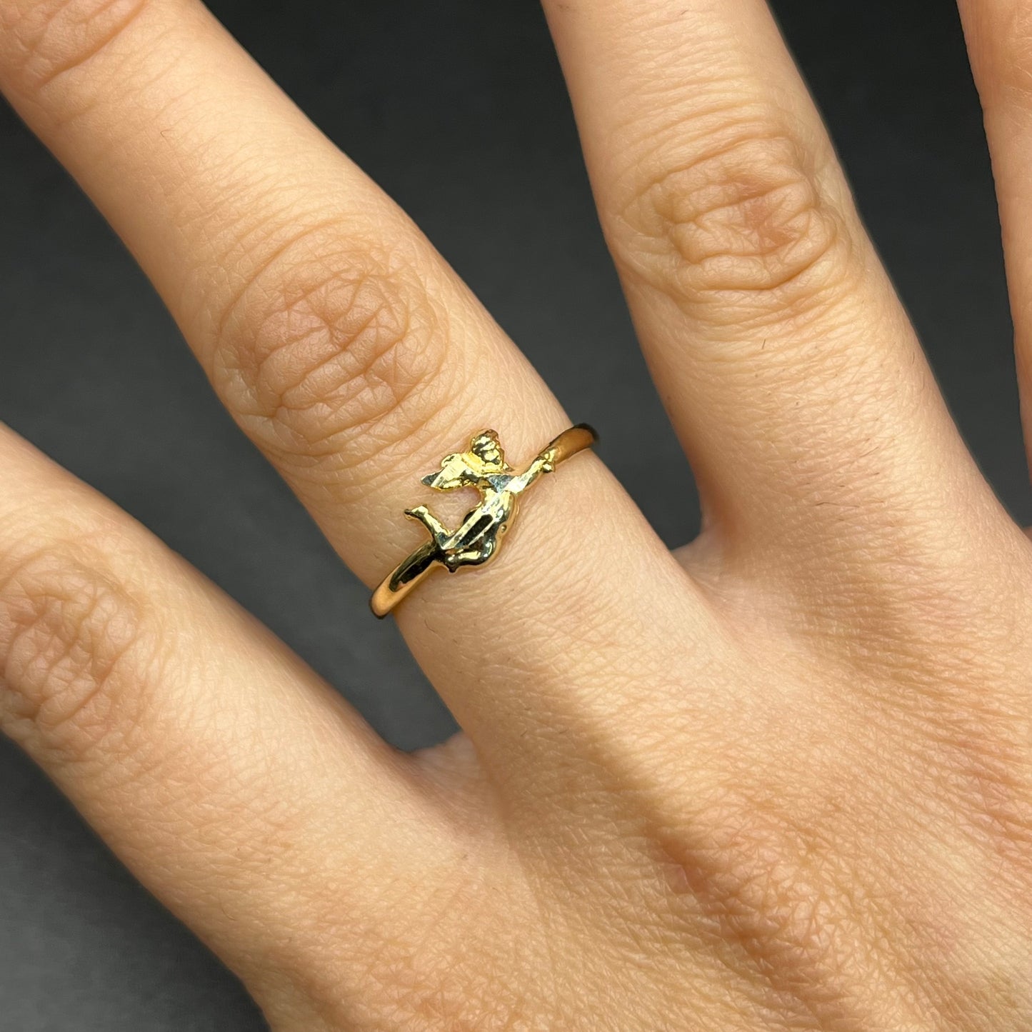 10K Gold Dainty Cherub (Angel) Ring