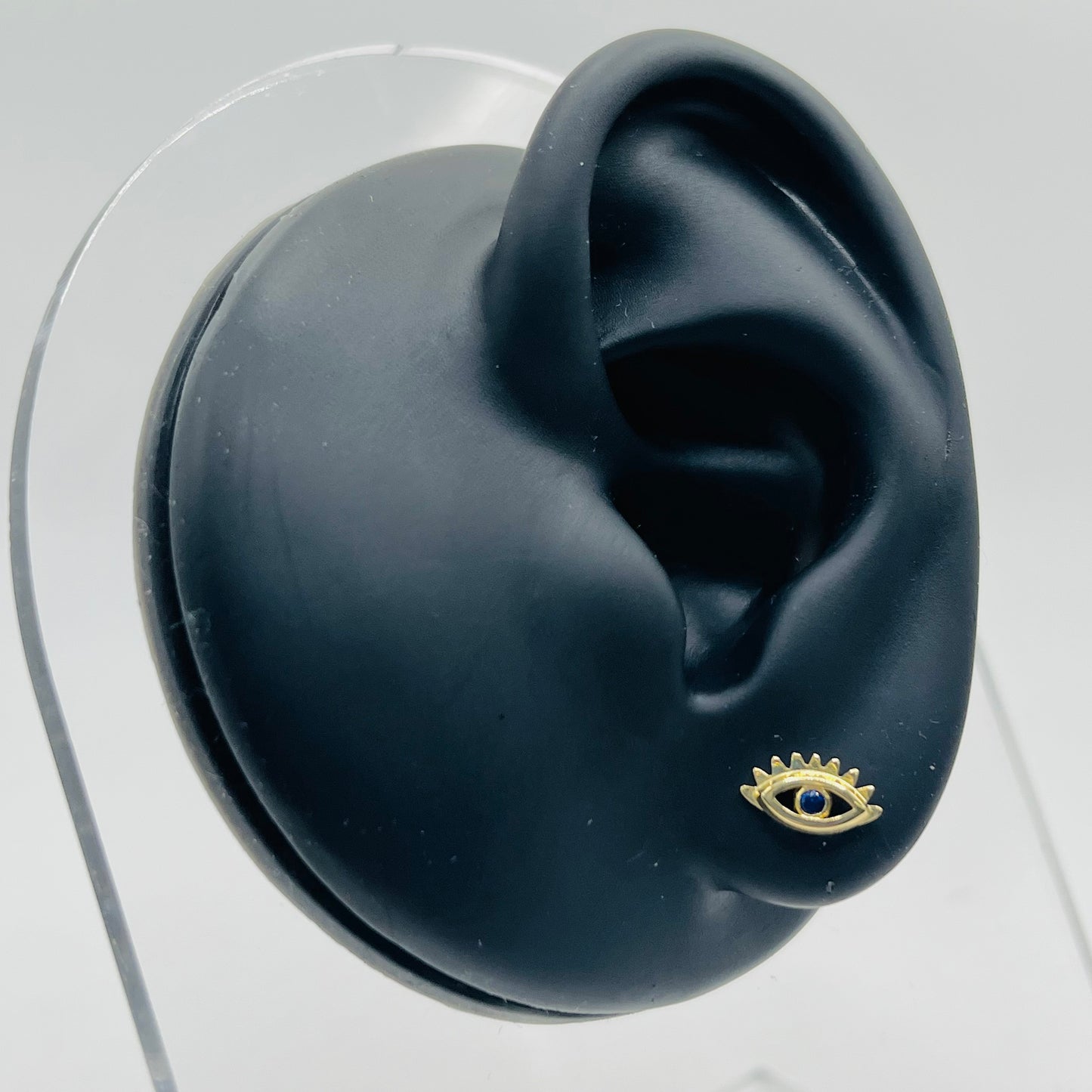 14k Gold Evil Eye Screwback Earrings