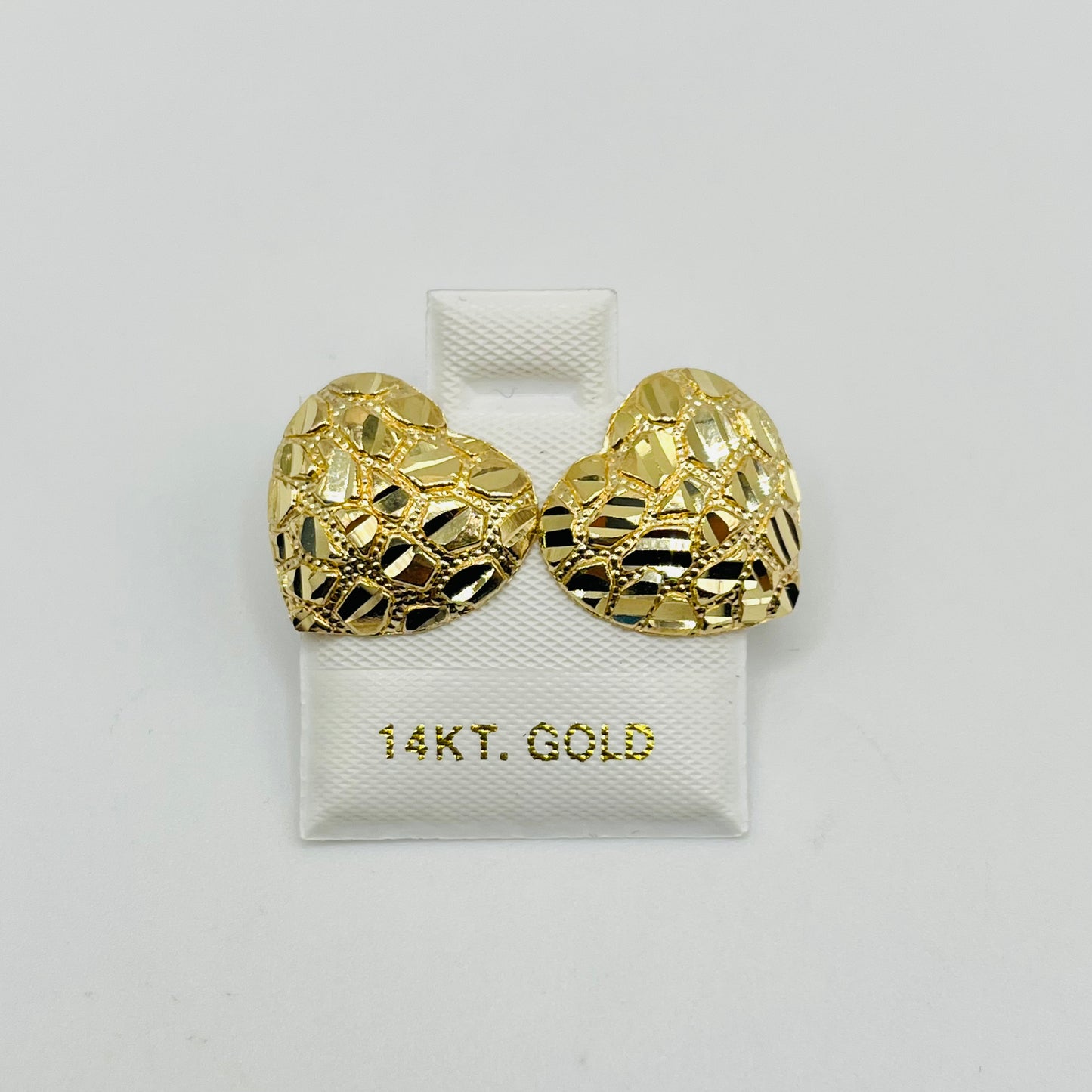 14K Gold Heart Nugget Earrings (Large)