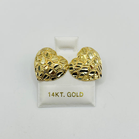 14K Gold Heart Nugget Earrings (Large)