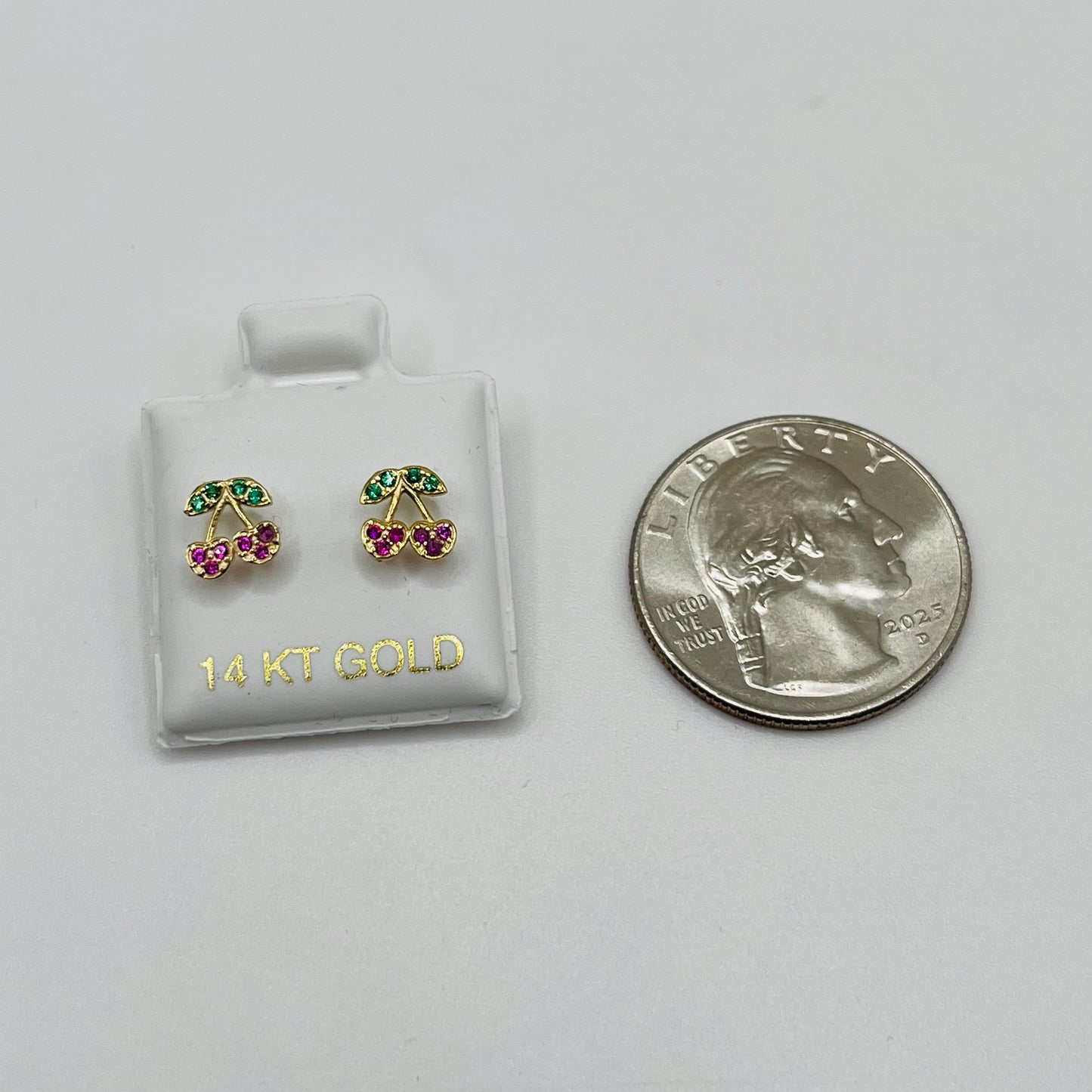 14k Gold Cherry Baby Earrings