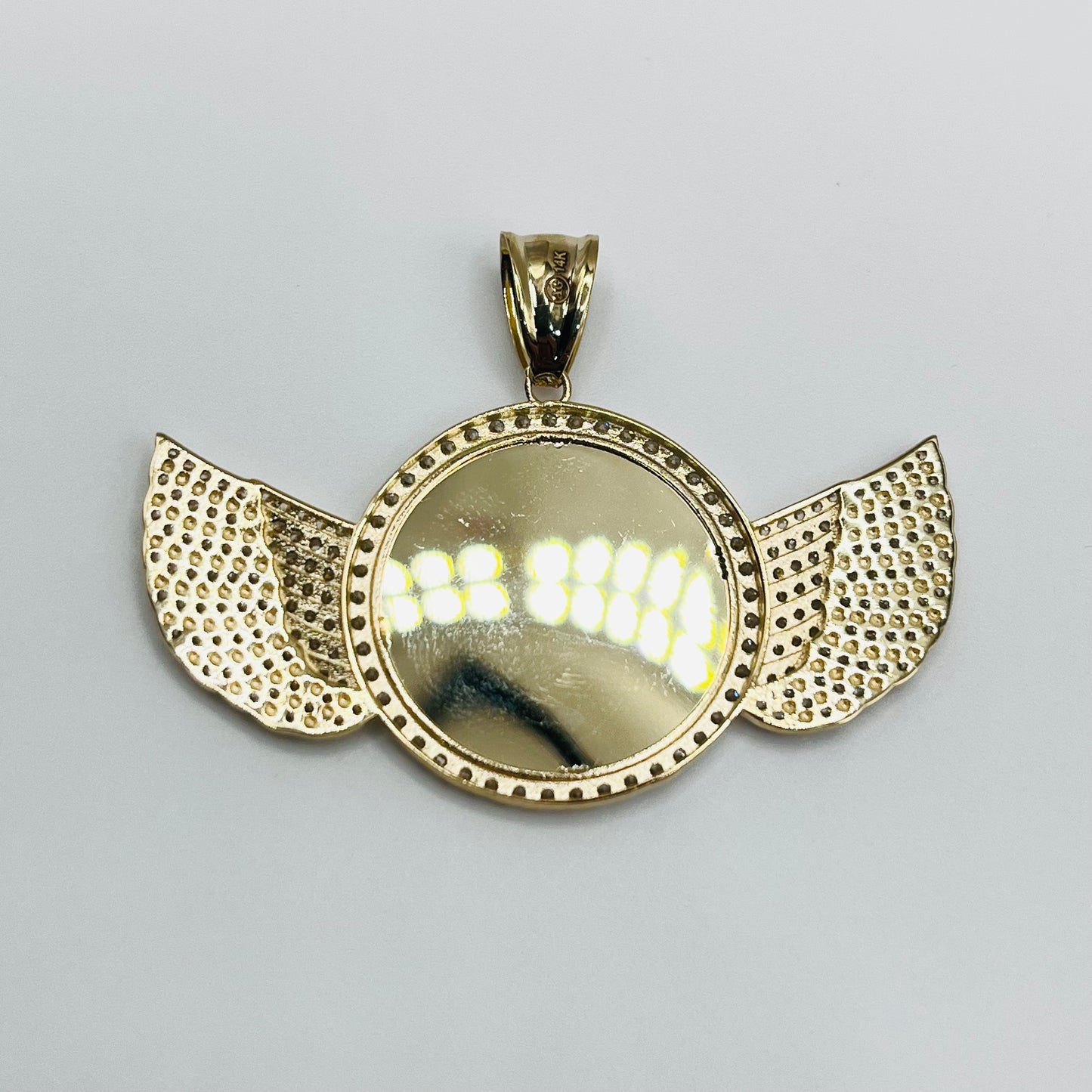 14K Gold Angel Wing Picture Pendant