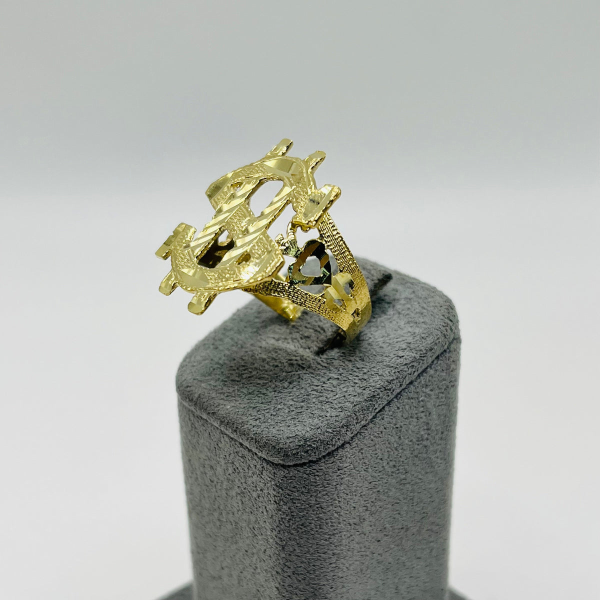 10K Gold Matte Money Sign Ring | Face Size: 24mm