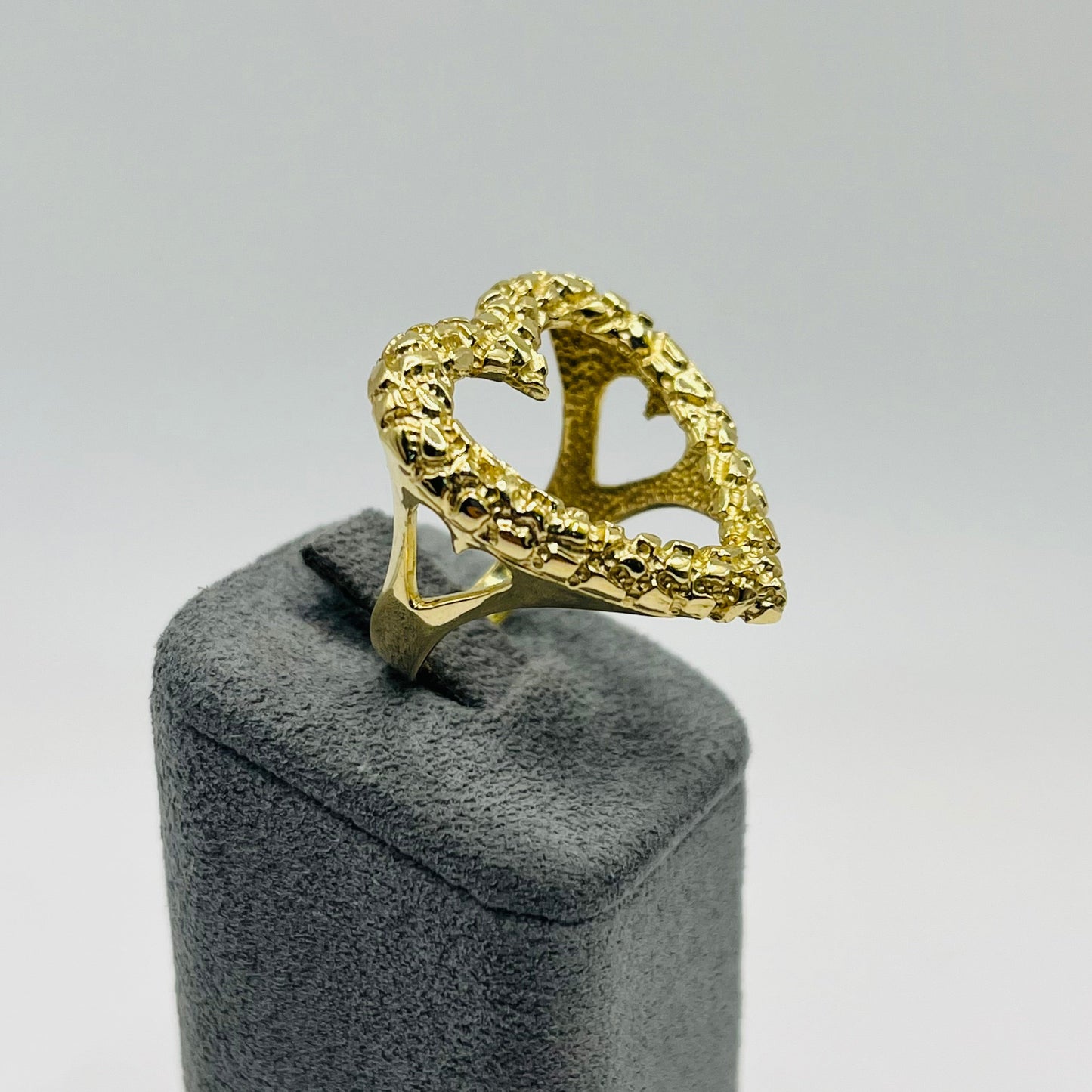 10K Gold Open Heart Nugget Ring | Face Size: 26mm