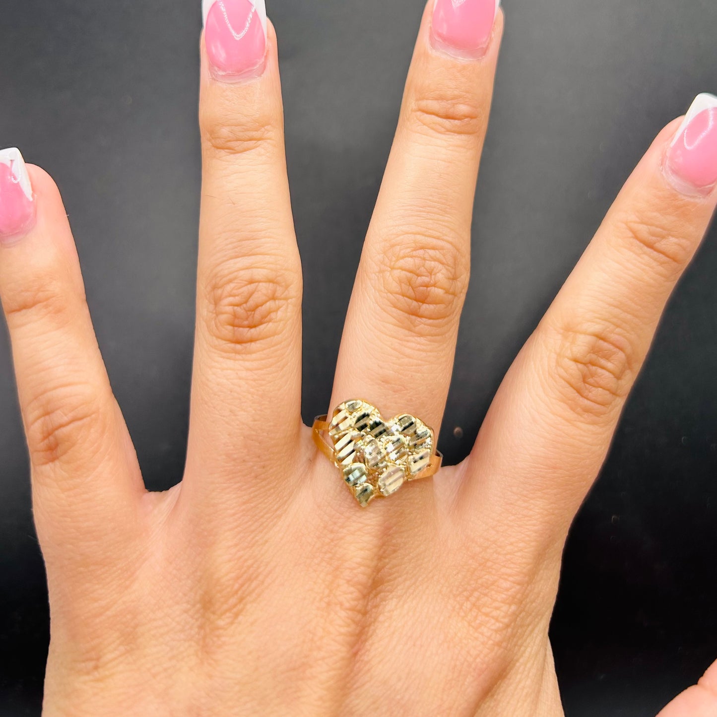 10K Gold Heart Nugget Ring (14mm)