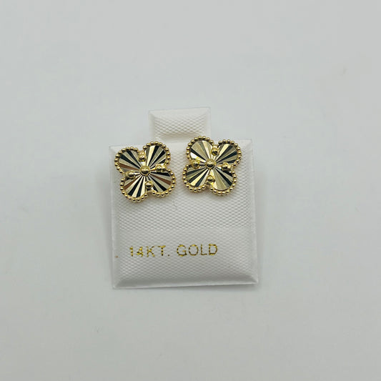 14k Gold Fancy Clover Earrings