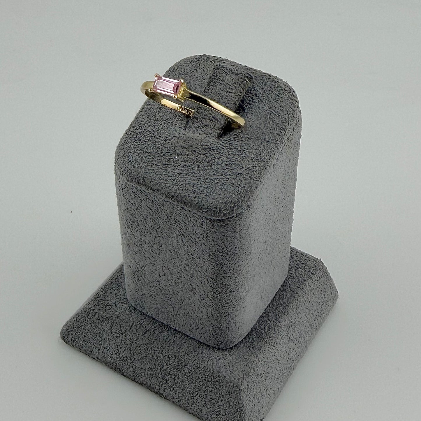 10K Gold CZ Rectangle Birthstone Rings