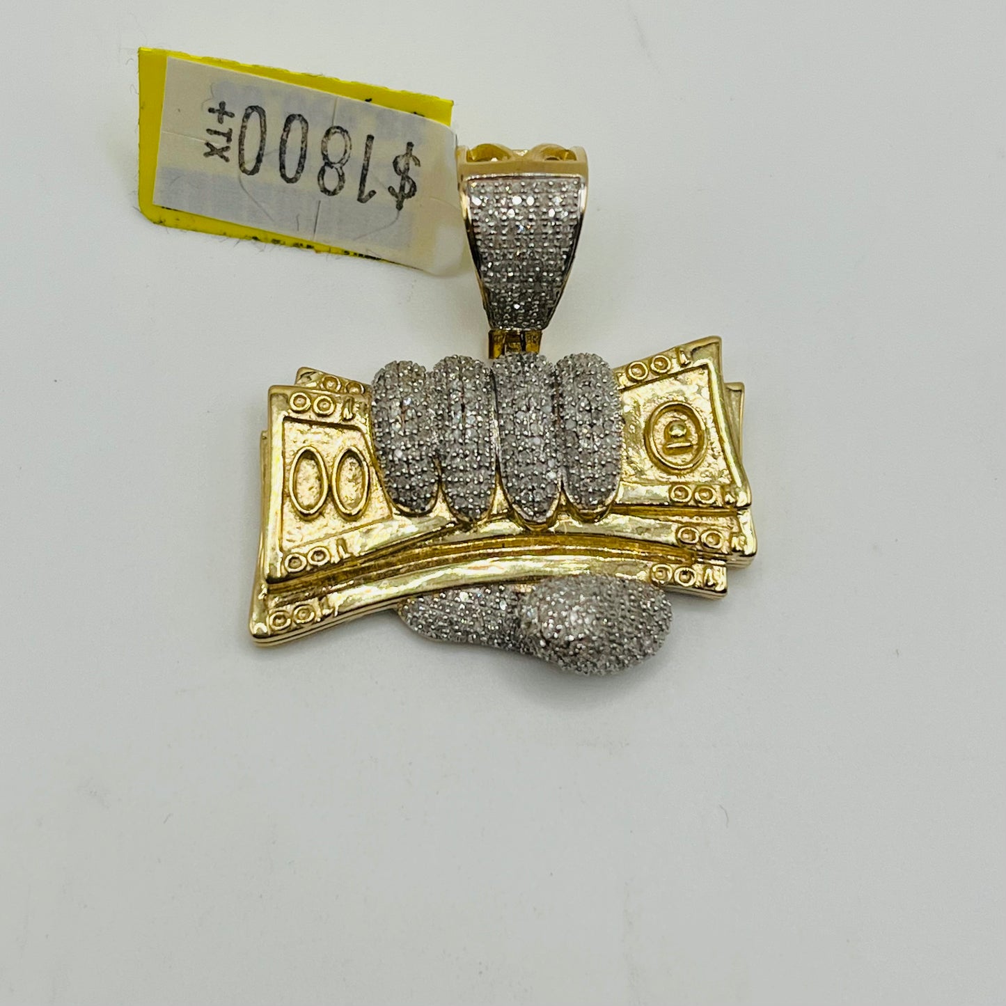 10k Gold Natural Diamond Hand Stack Money Charm