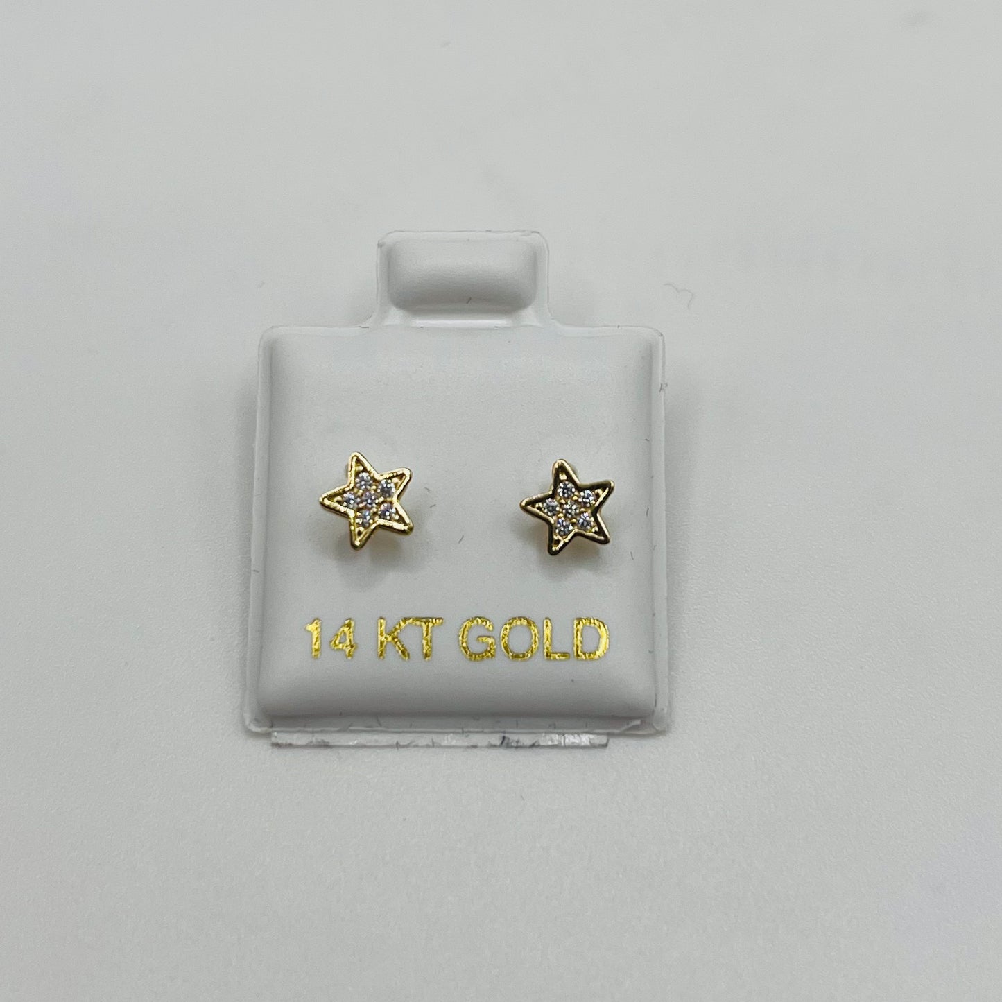 14k Gold Cz Star Baby Earrings