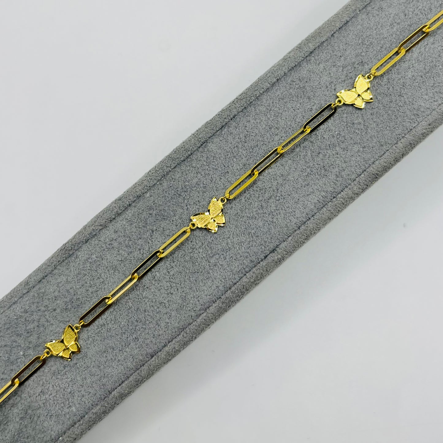10k Gold Designer Bracelet - Paperclip Butterfly