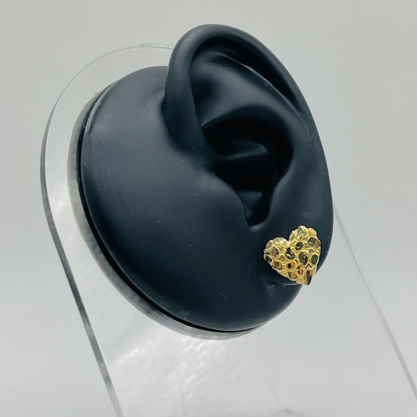 14K Gold Heart Nugget Earrings (~12mm Small)