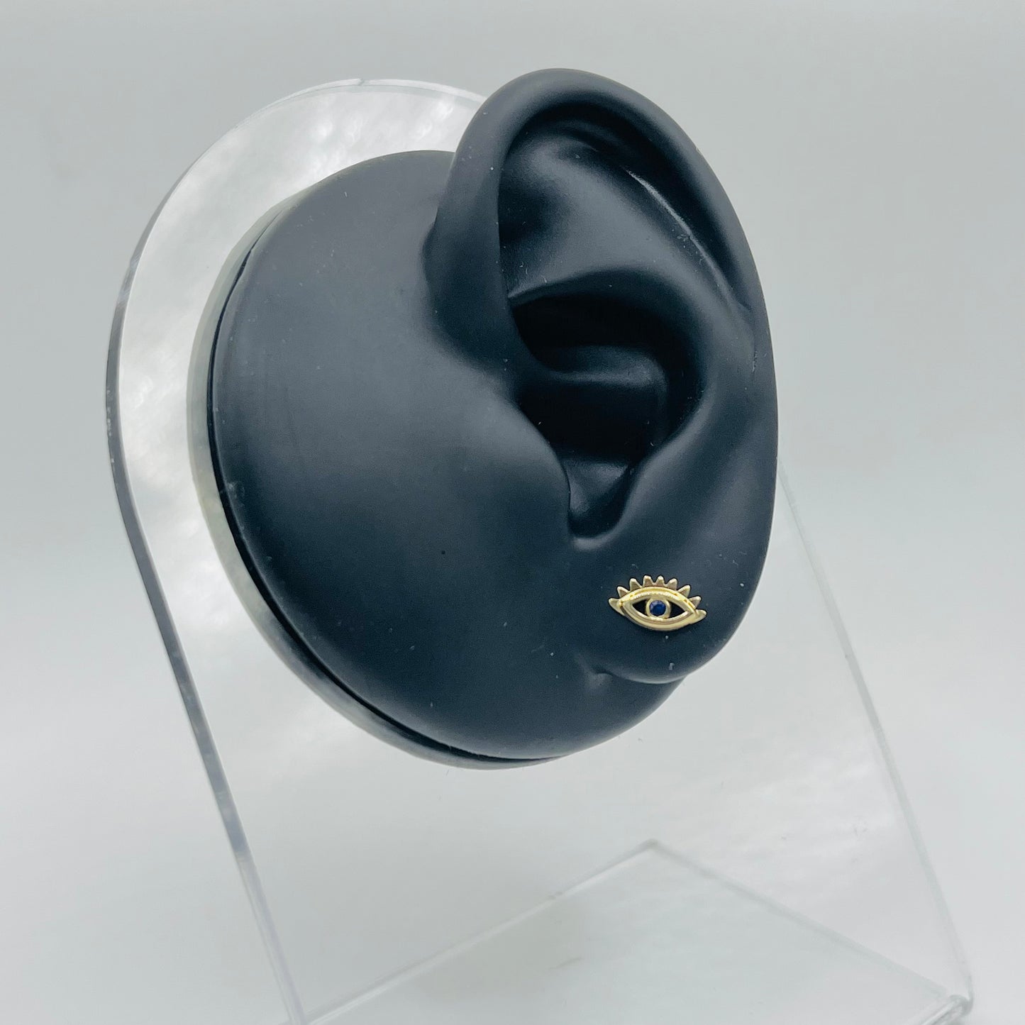 14k Gold Evil Eye Screwback Earrings
