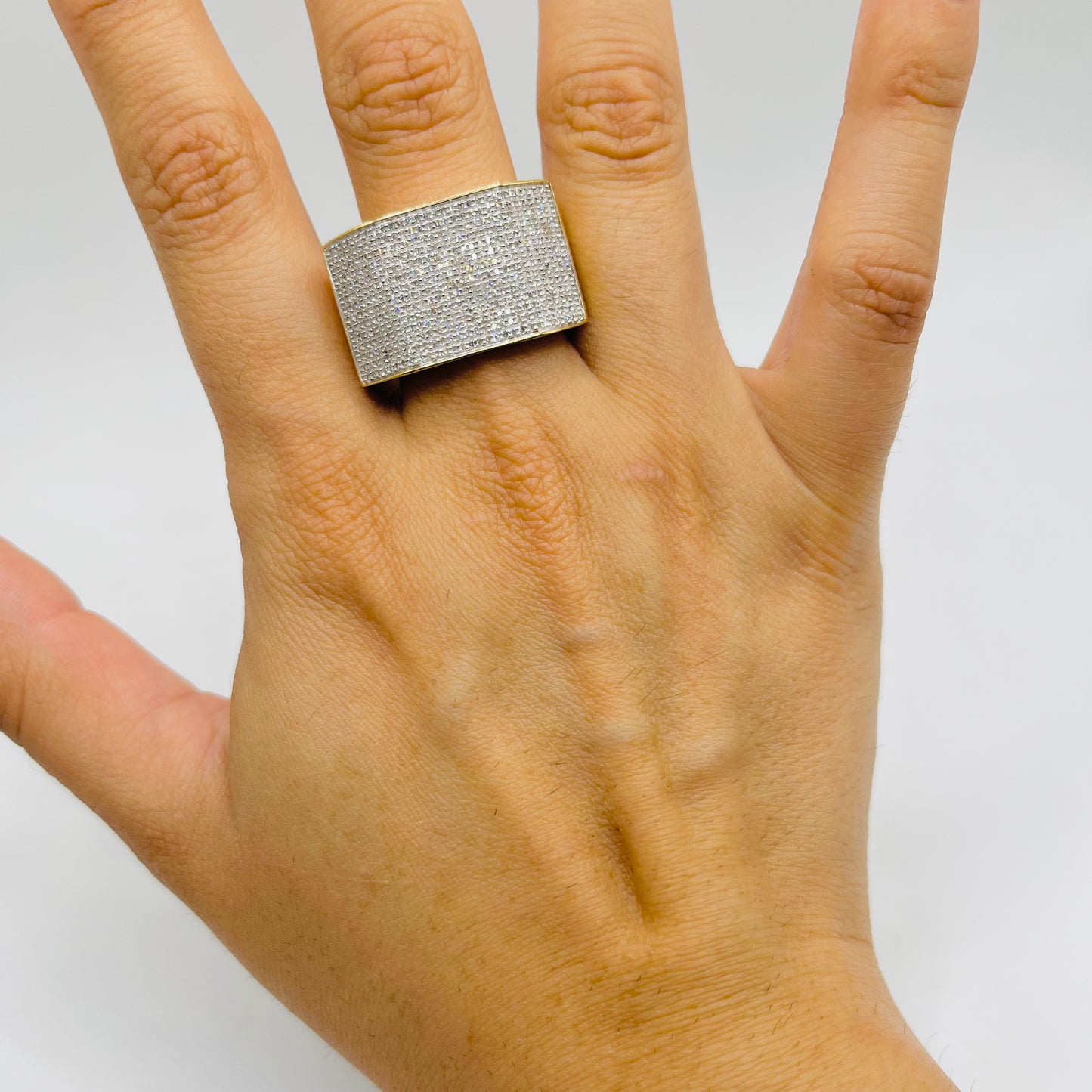 10k Gold Natural Diamond Pave Platform Ring