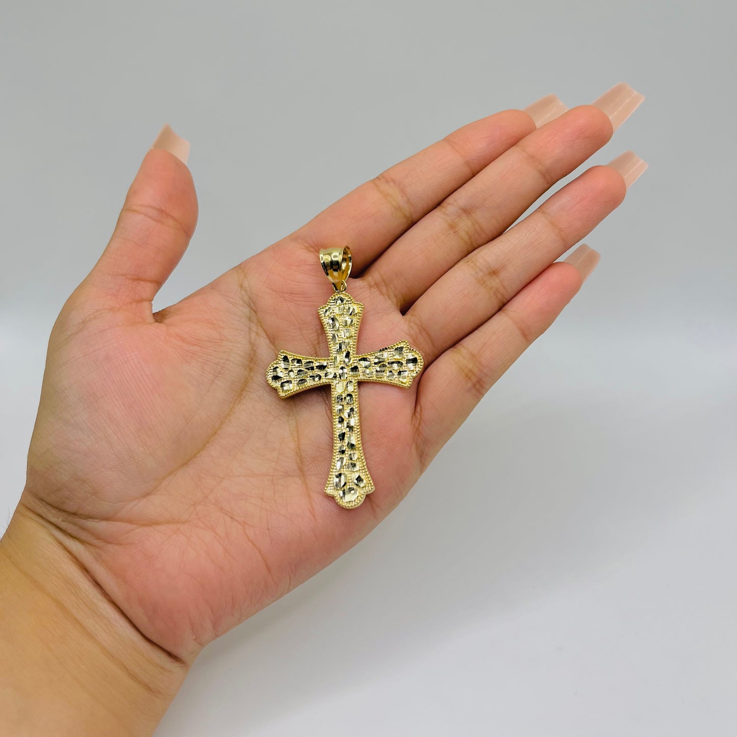 10k Gold Sol Nugget Cross Pendant (L)