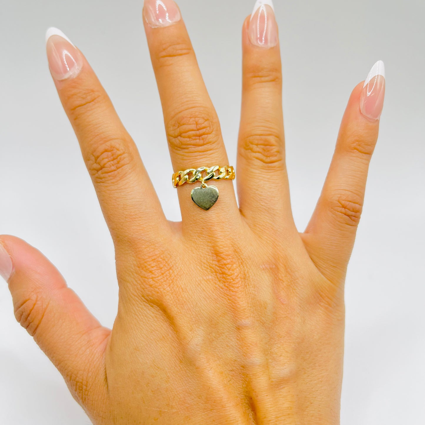 10k Gold Cuban Link Heart ID Ring