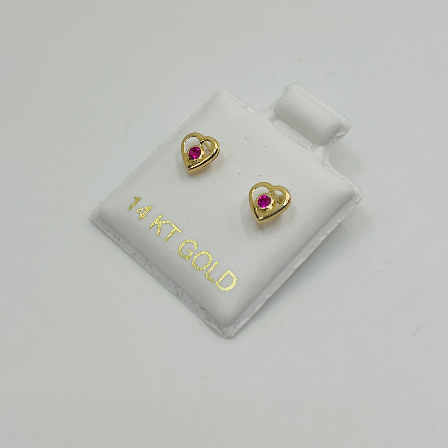 14k Gold Heart Bezel Screwback Earrings