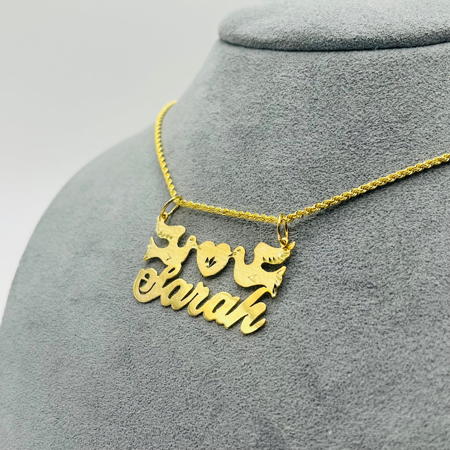 10K Gold Peace and Love Custom Nameplate