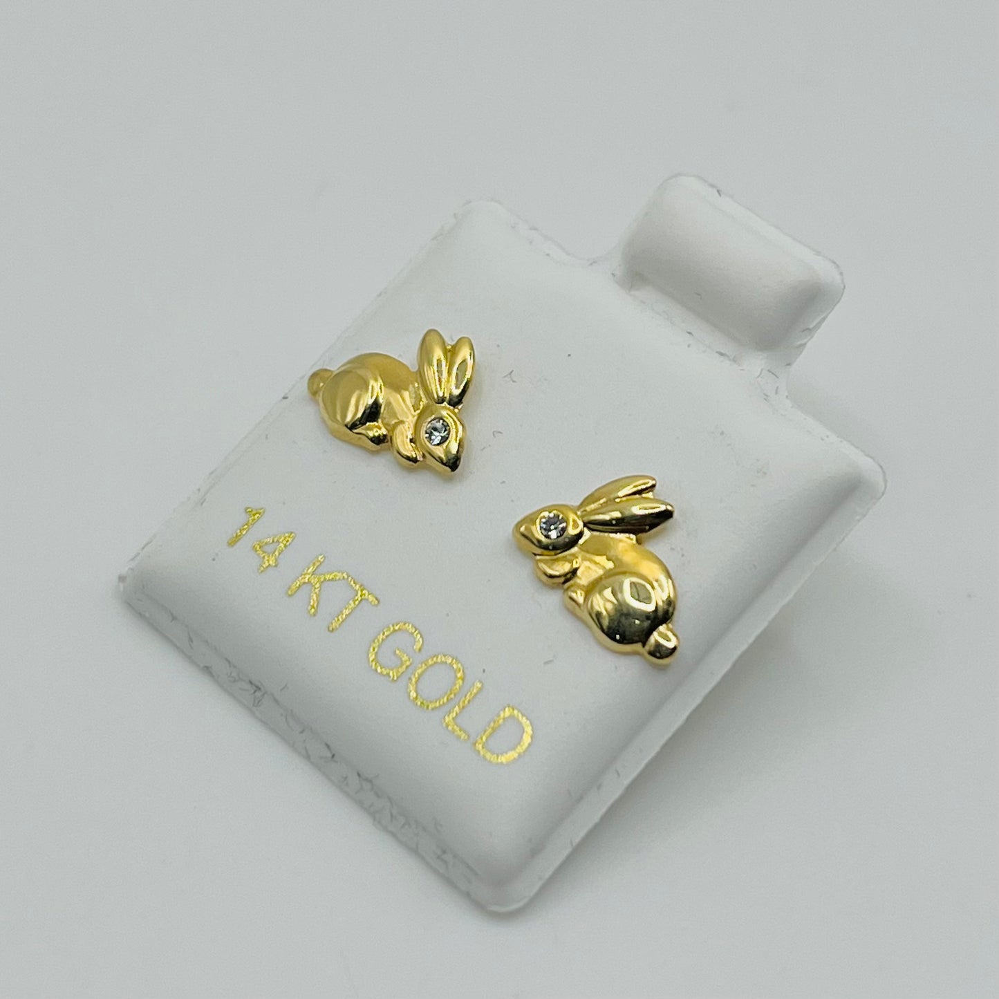 14k Gold Bunny Screwback Earrings