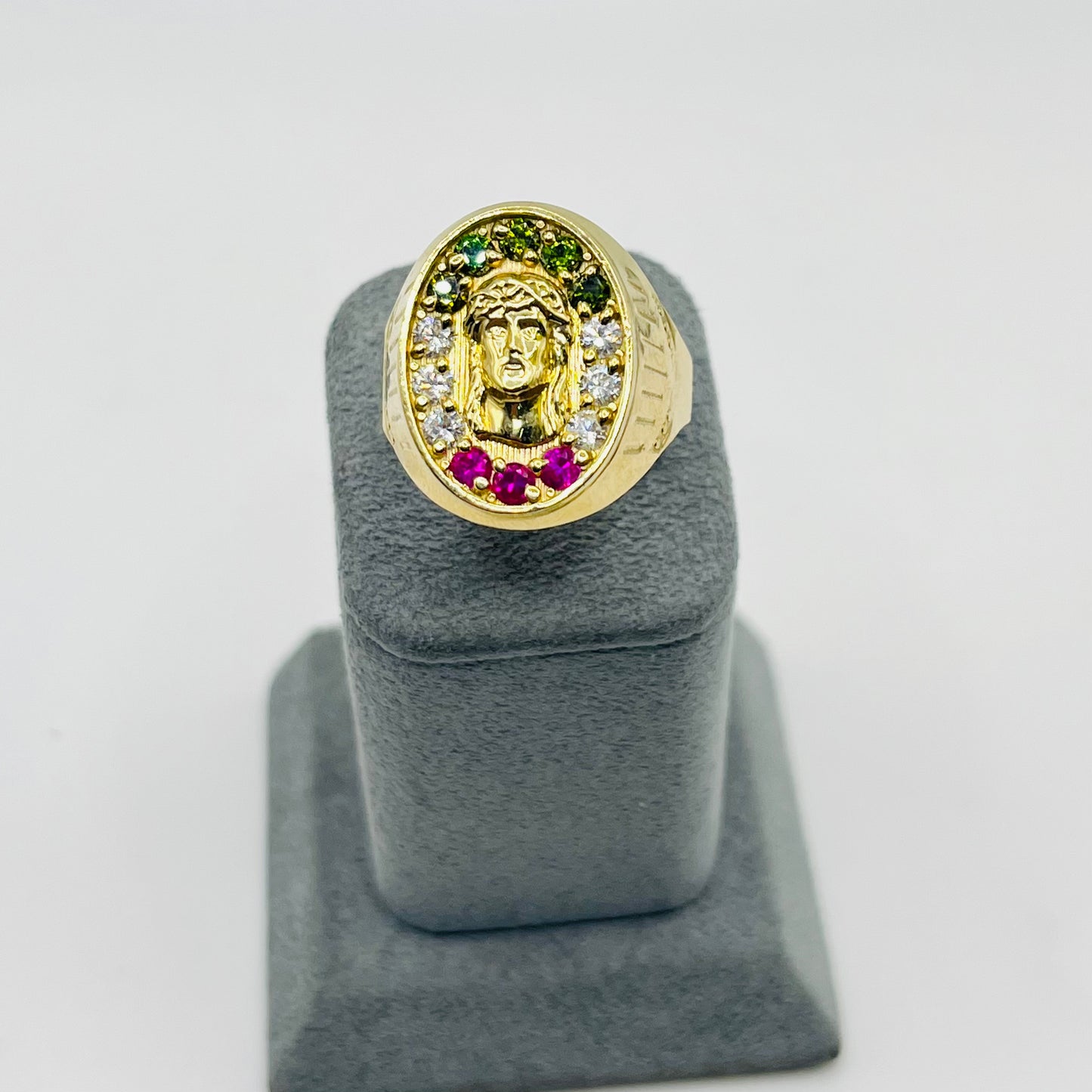 10k Gold Christ in Color Ring