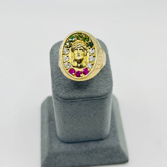 10k Gold Christ in Color Ring