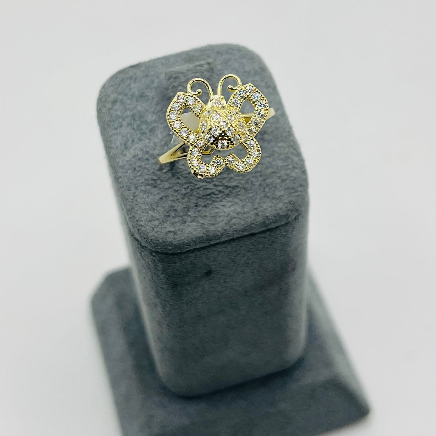 10k Gold CZ Butterfly Spinning Ring